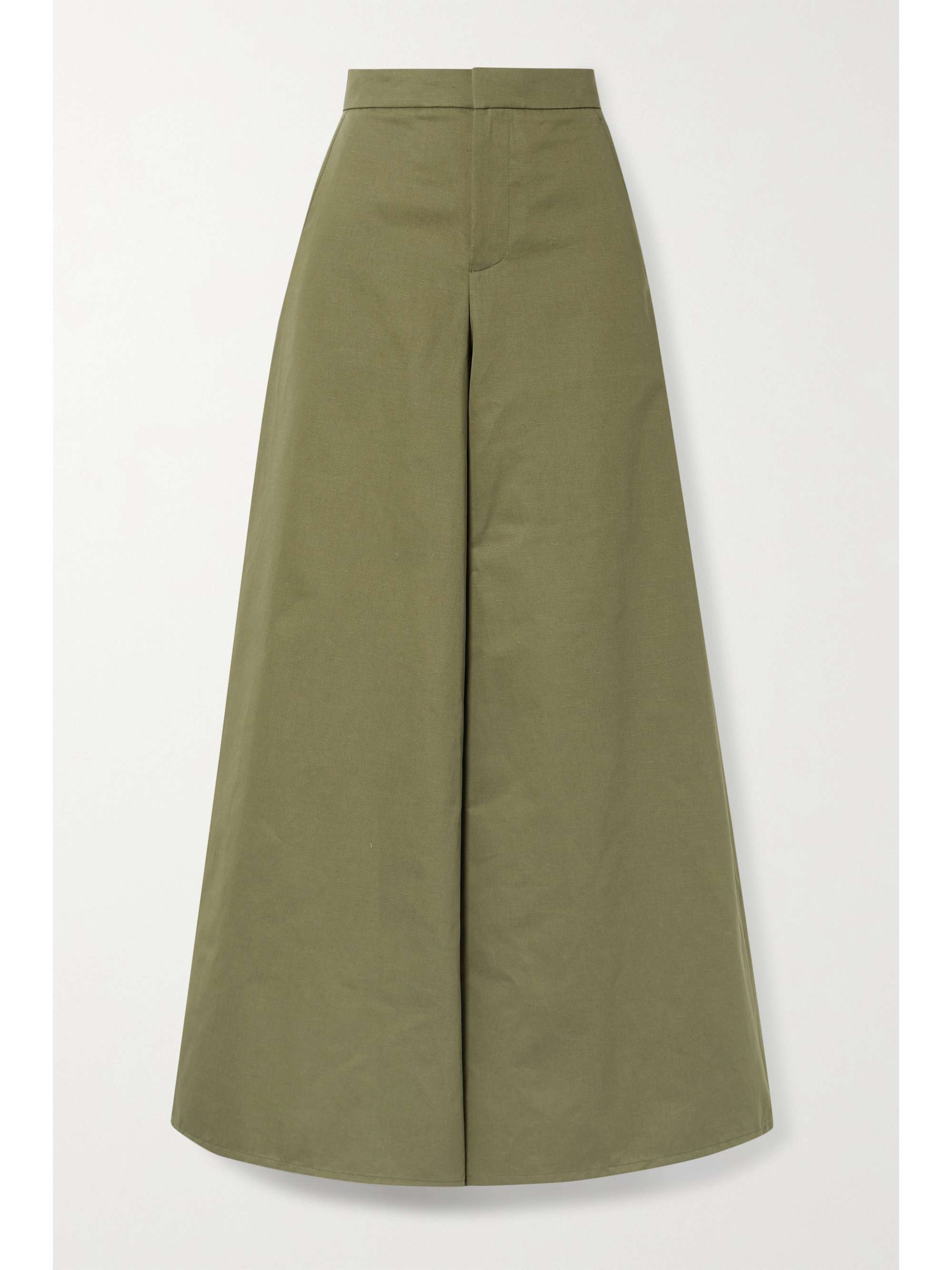 Army green Cotton and linen-blend twill 