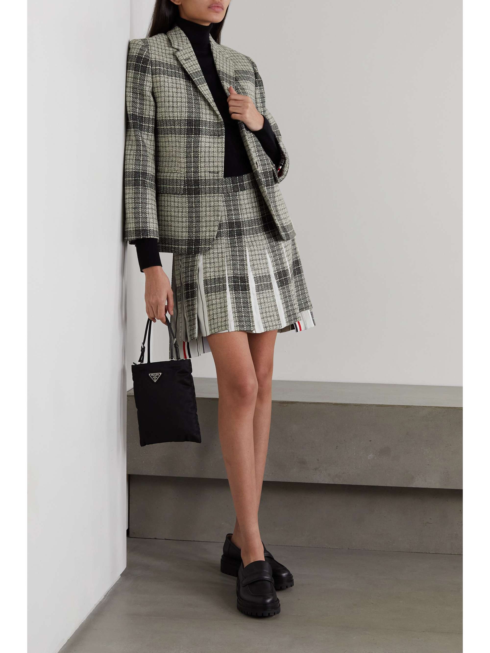 gray check blazer