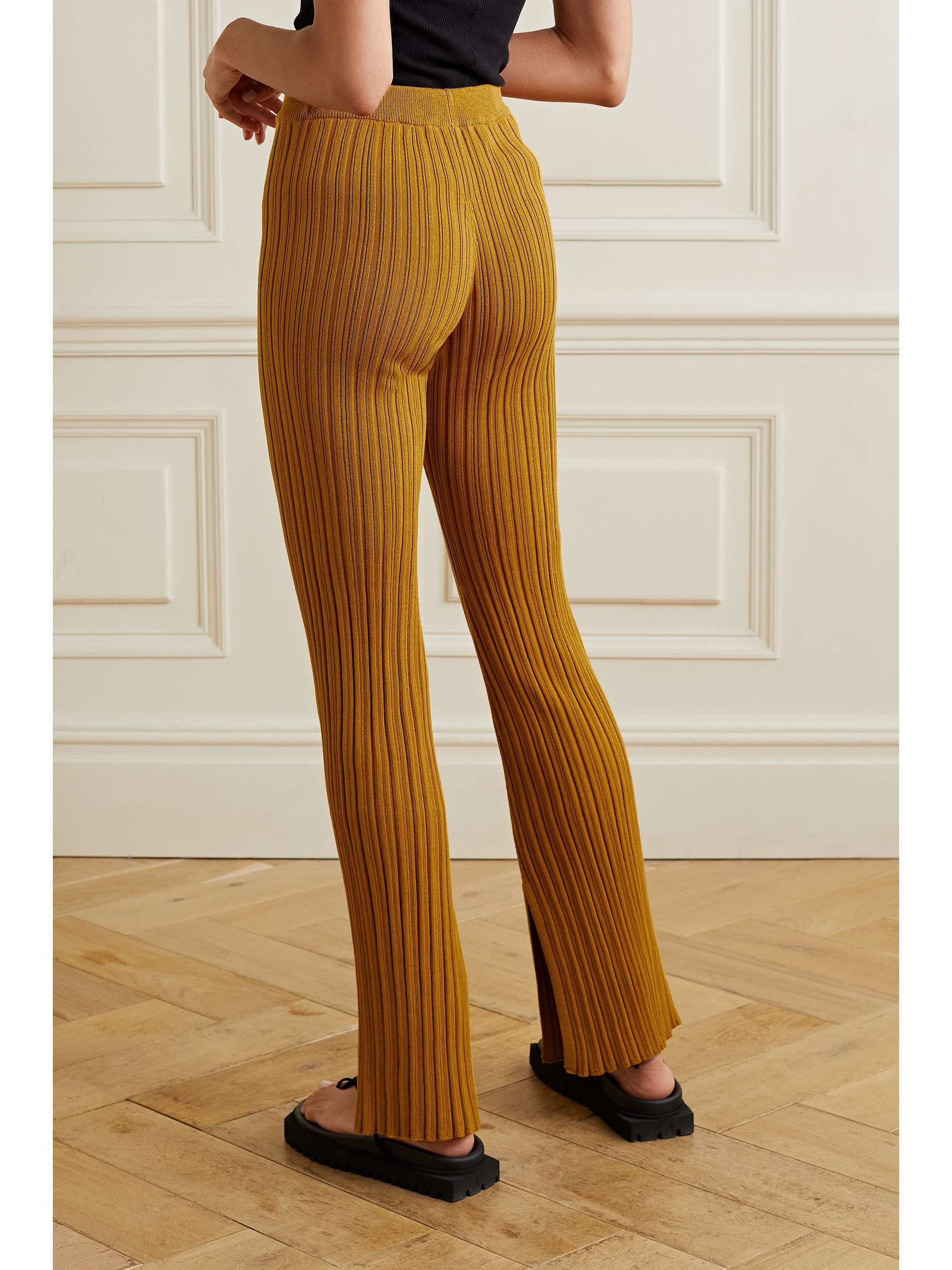 ADAM LIPPES Ribbed cotton-blend flared pants