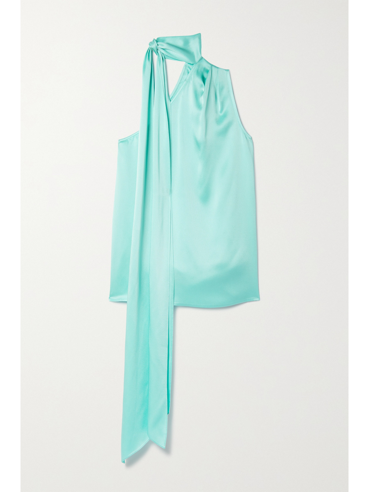 Lapointe Drapiertes Oberteil Aus Satin Mit Asymmetrischer Schulterpartie In Blue