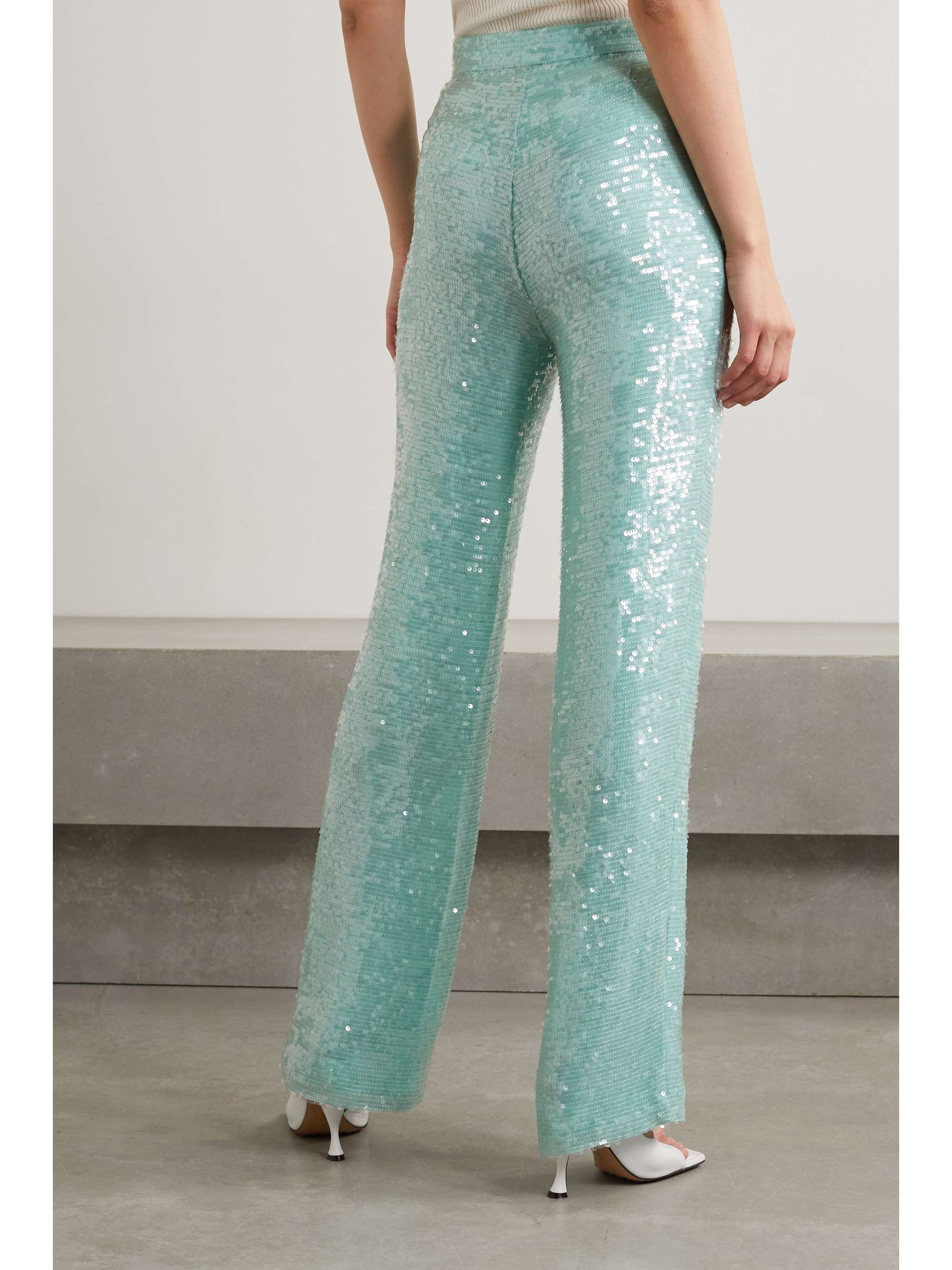 LAPOINTE Sequined organza straight-leg pants