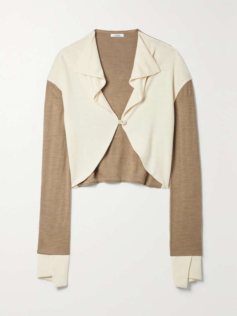 AAIZÉL + Net Sustain Cropped Two-tone Knitted Cardigan