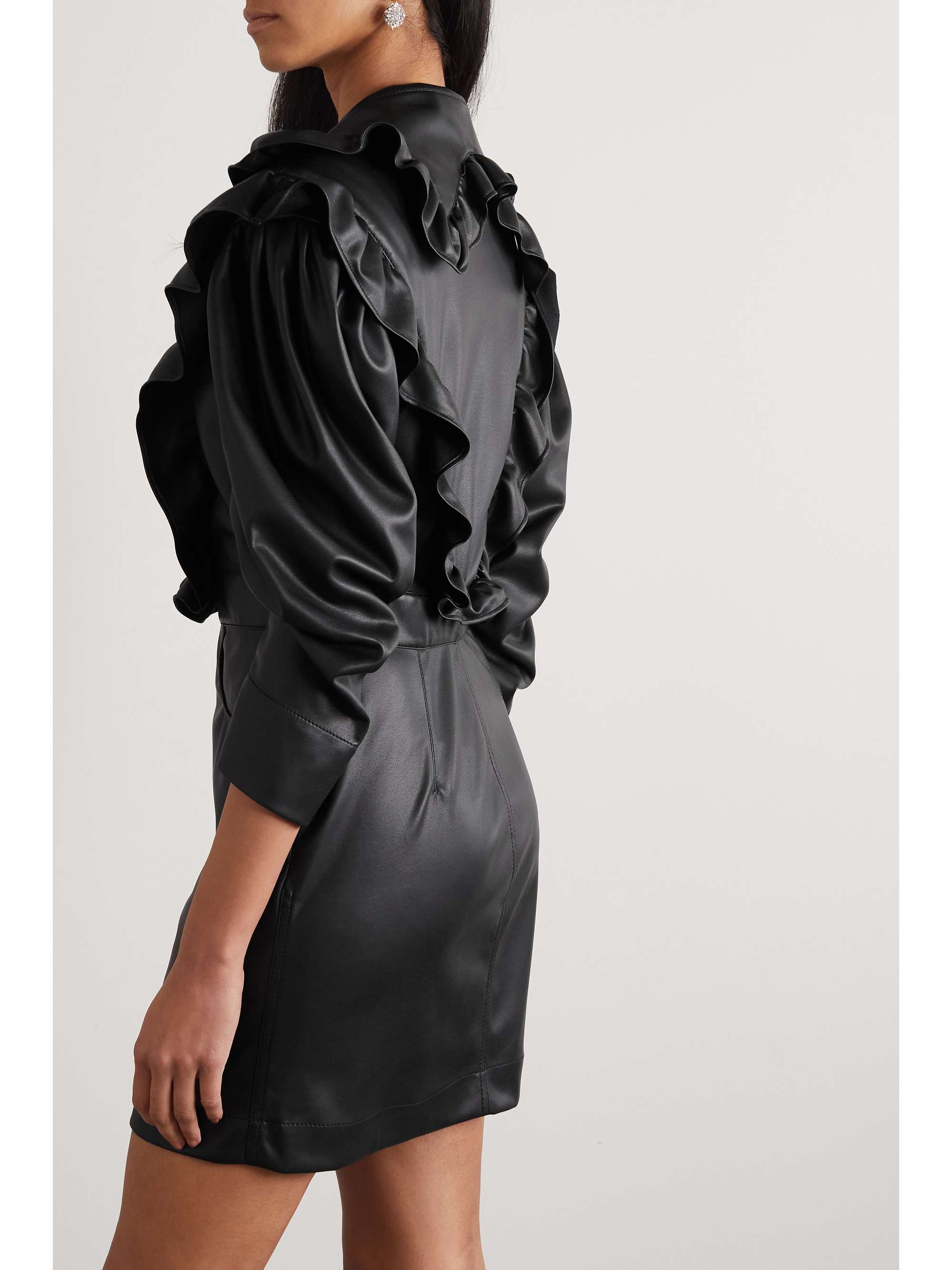 PHILOSOPHY DI LORENZO SERAFINI Ruffled faux leather mini dress