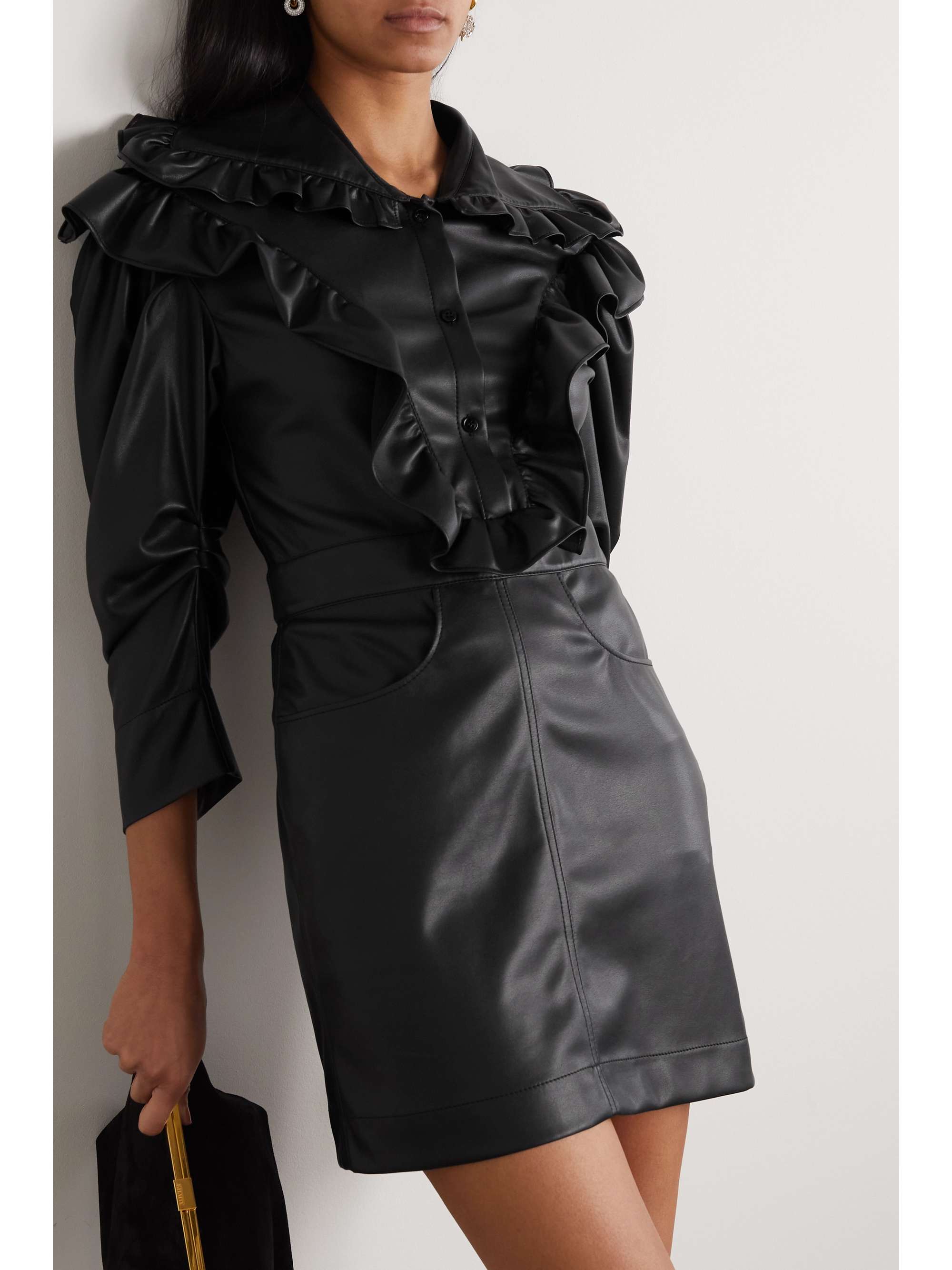 PHILOSOPHY DI LORENZO SERAFINI Ruffled faux leather mini dress