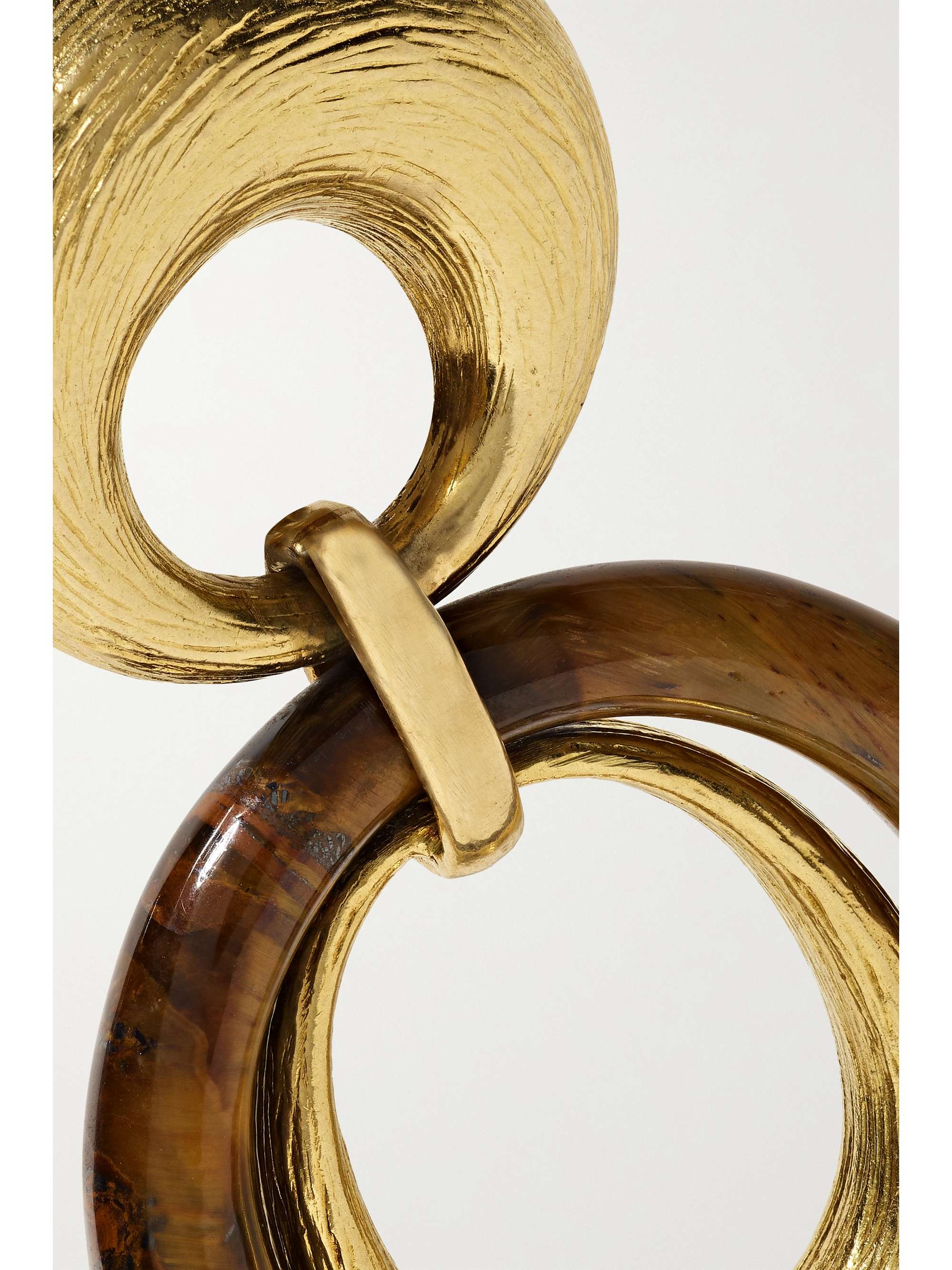 FRED LEIGHTON 1970s 18-karat gold tiger's eye clip earrings