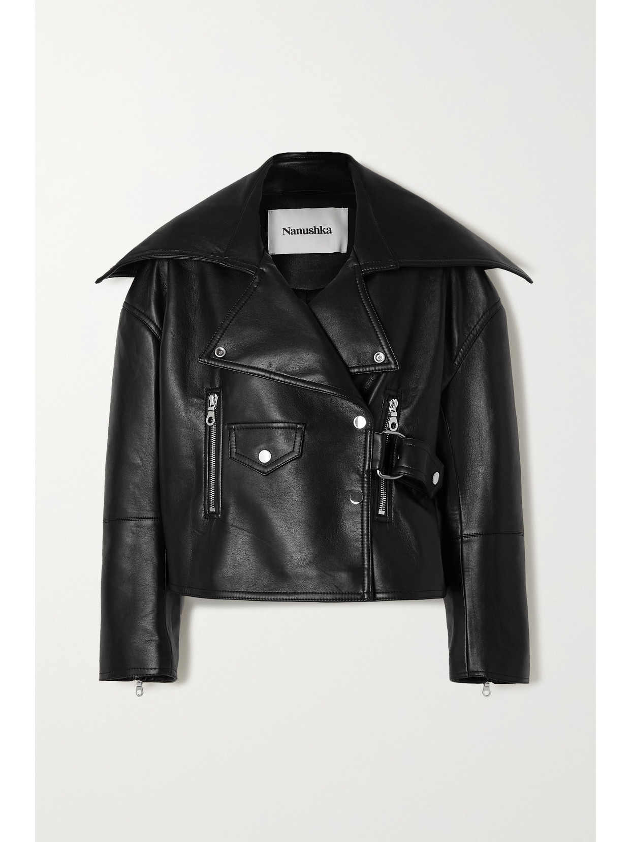 Nanushka Black Regenerated Leather Ado Jacket In Black