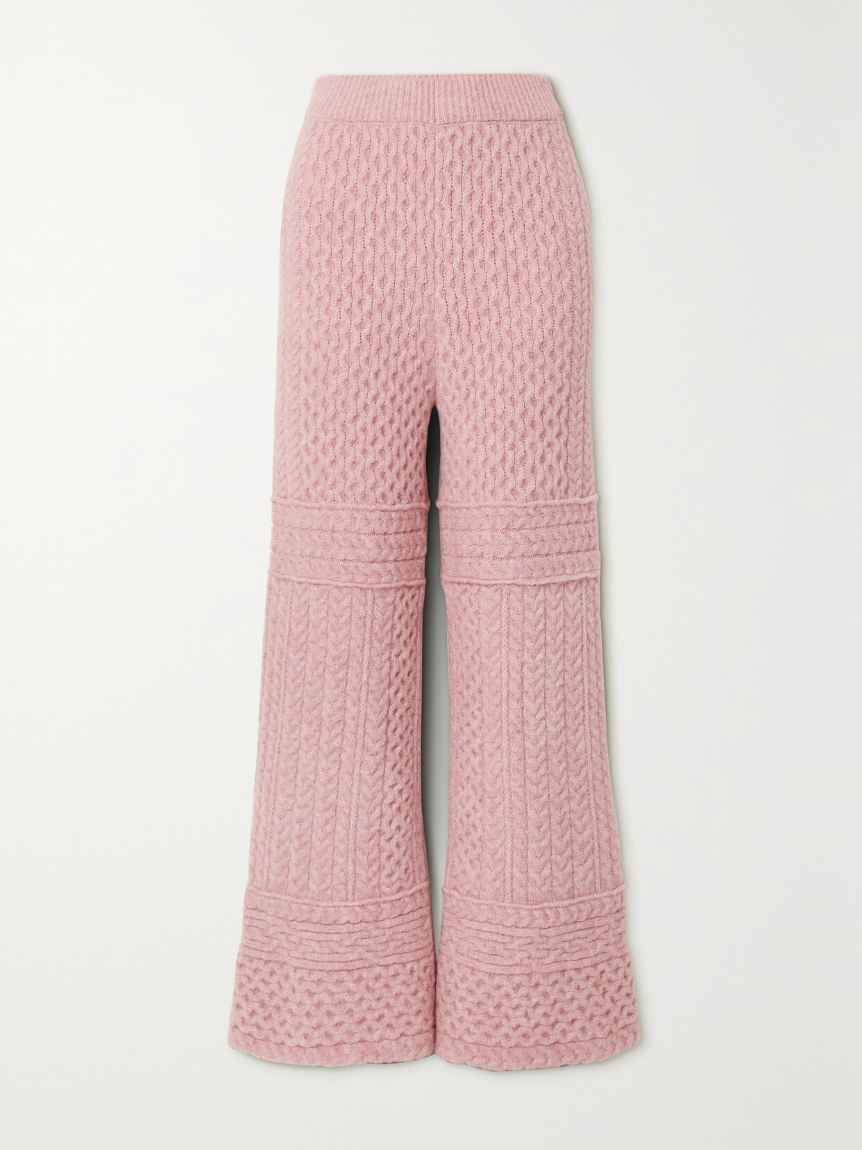 Nanushka Fina Cable-knit Wide-leg Pants - Pink