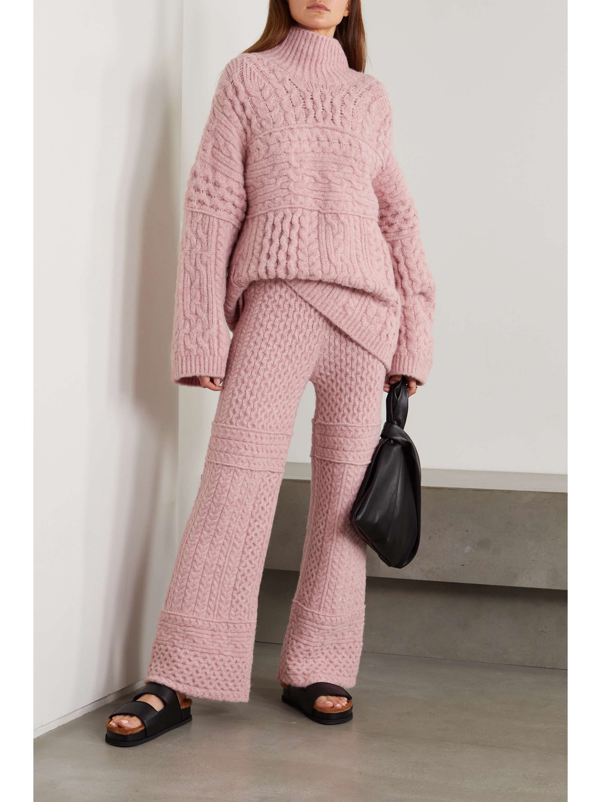 NANUSHKA Fina cable-knit wide-leg pants