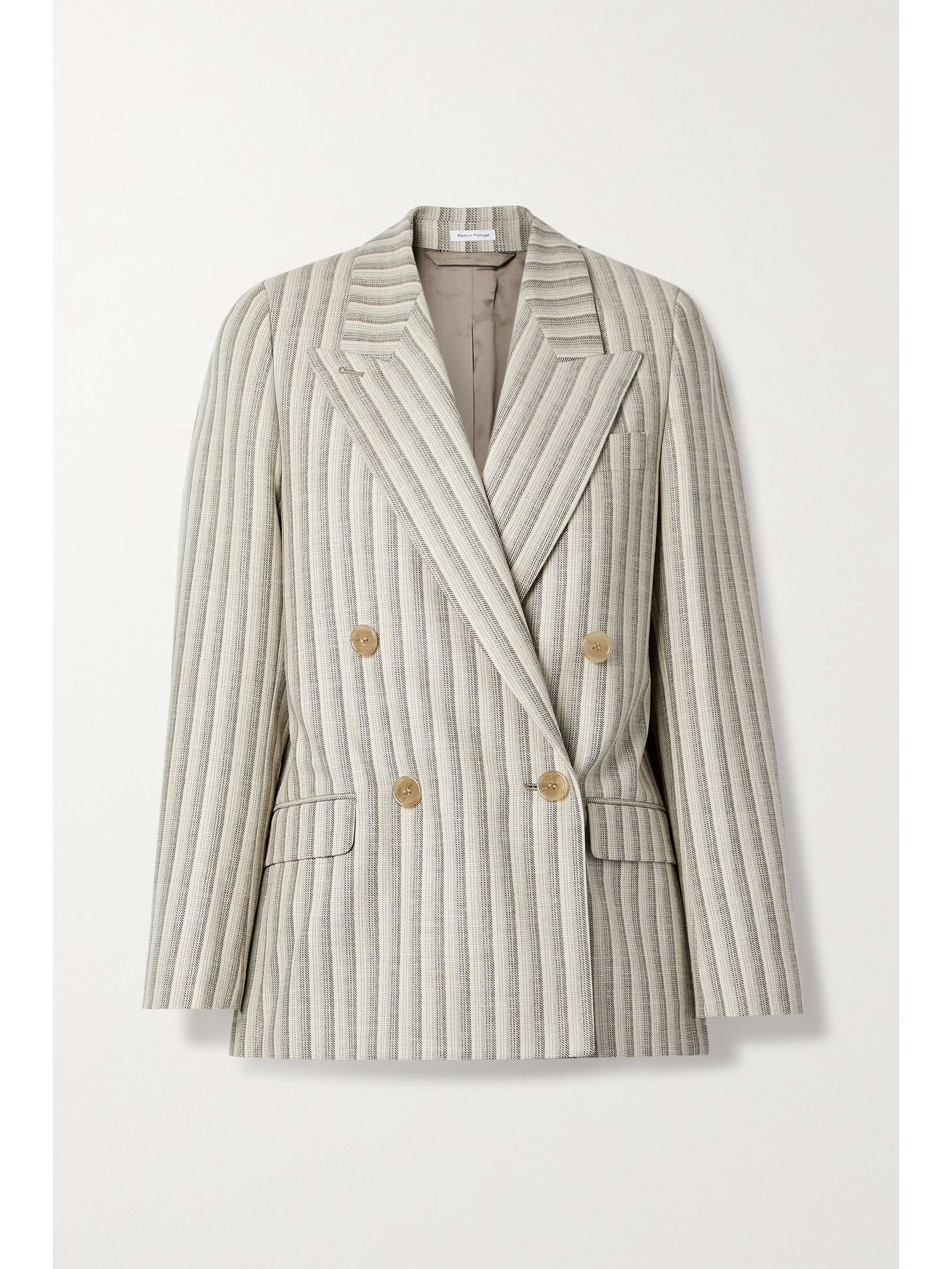 double breasted striped blazer