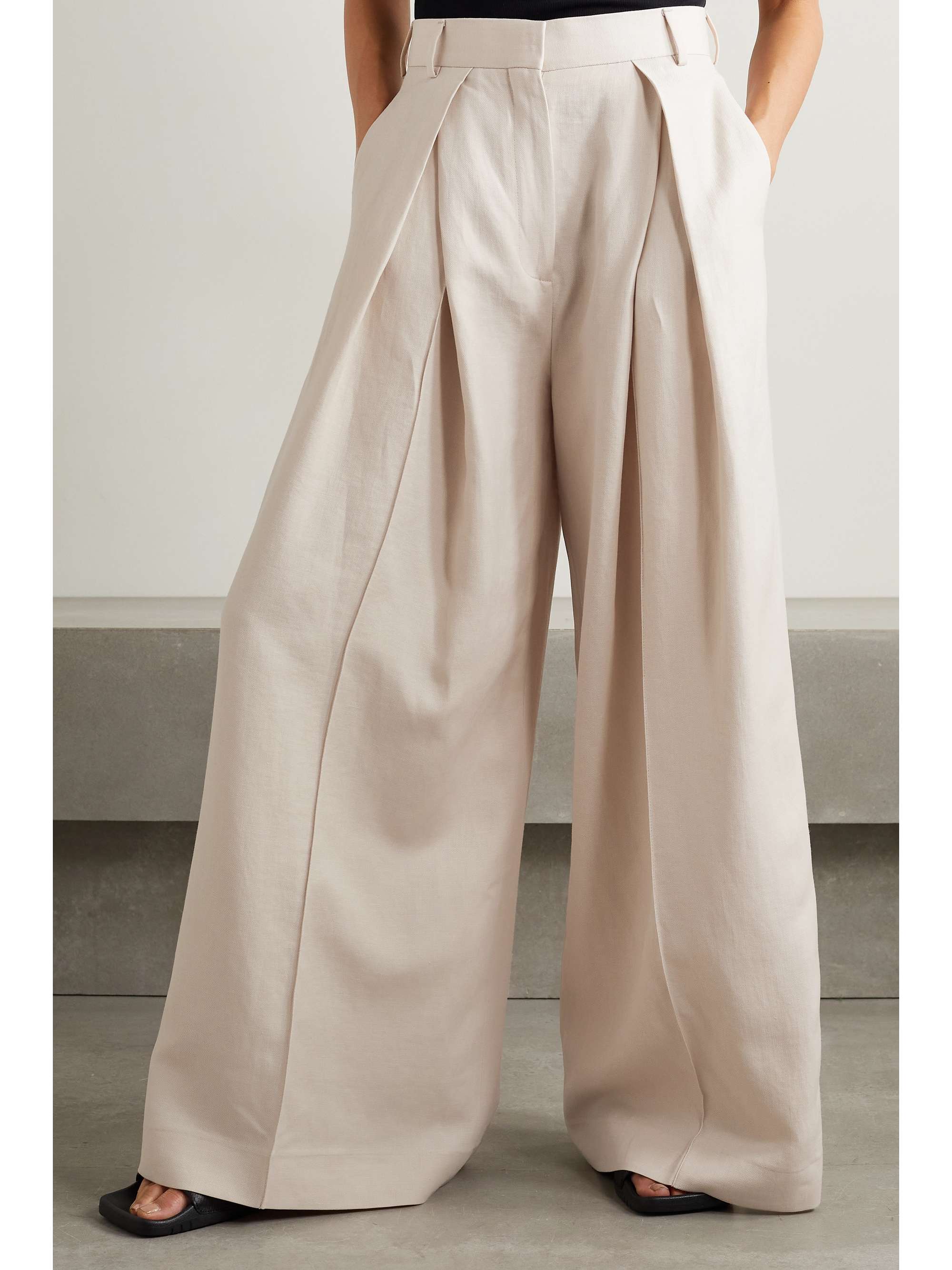 hemp-blend twill wide-leg pants 