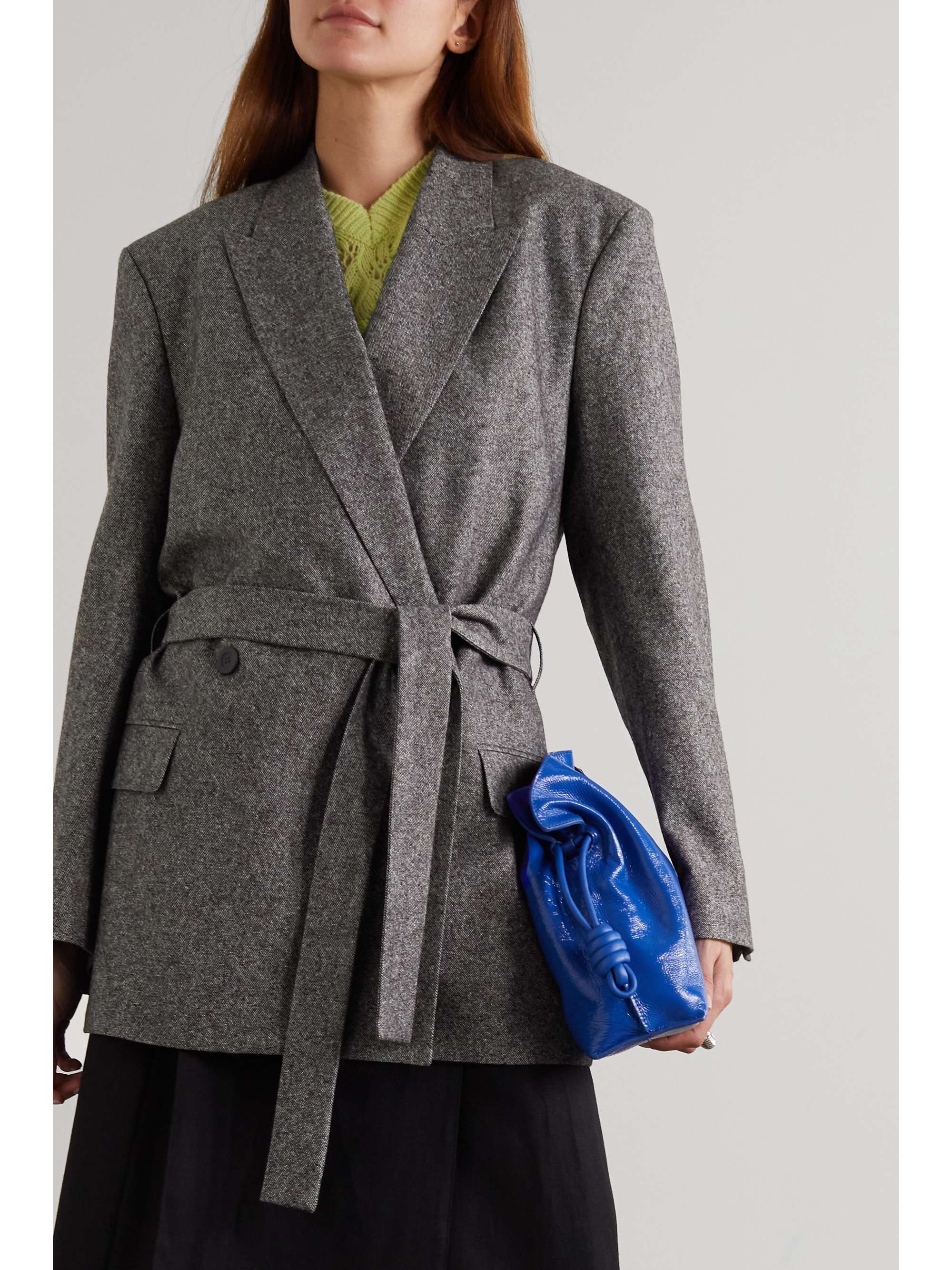ACNE STUDIOS Belted double-breasted mélange woven blazer