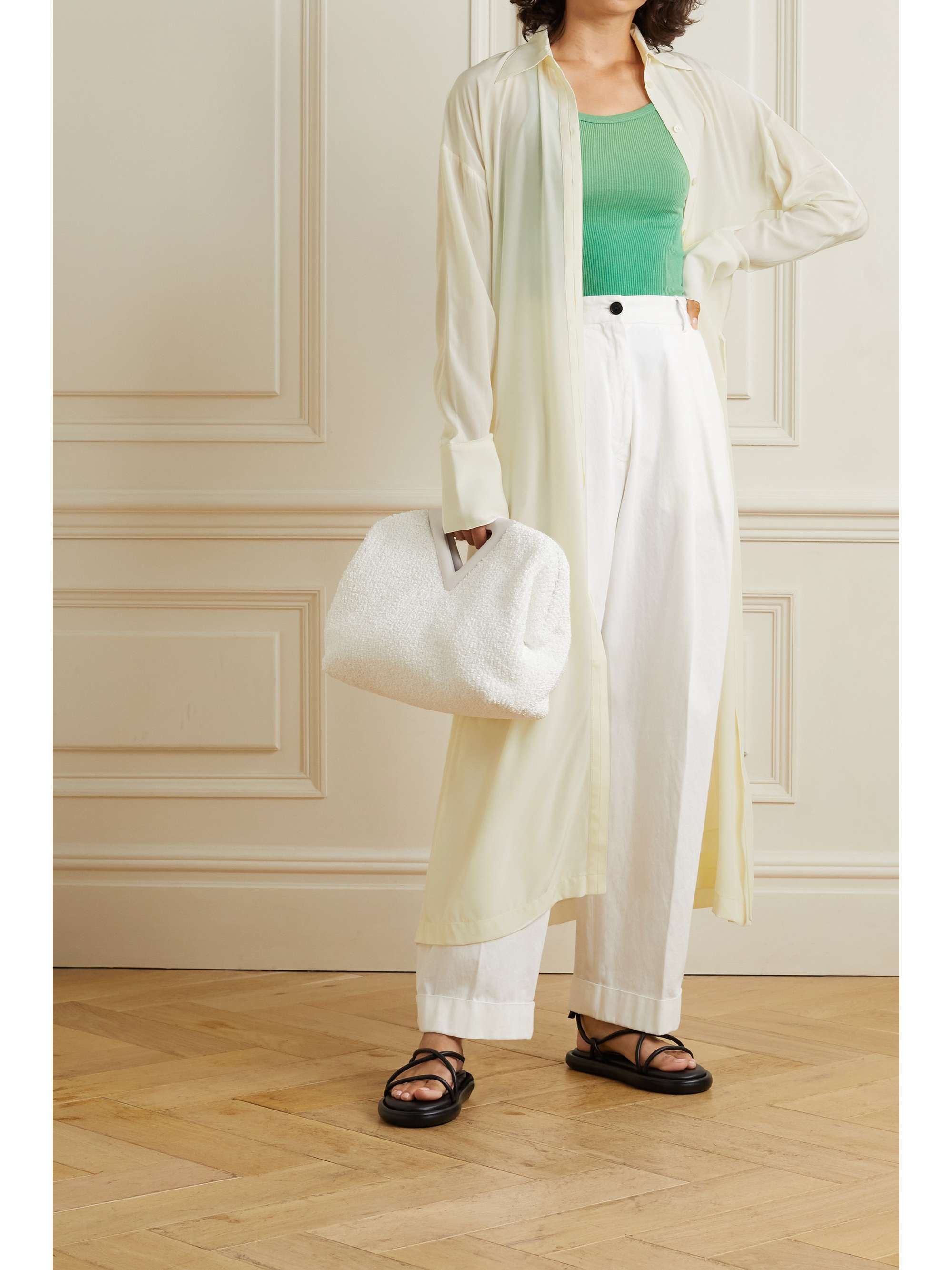 Ivory Silk crepe de chine maxi shirt 