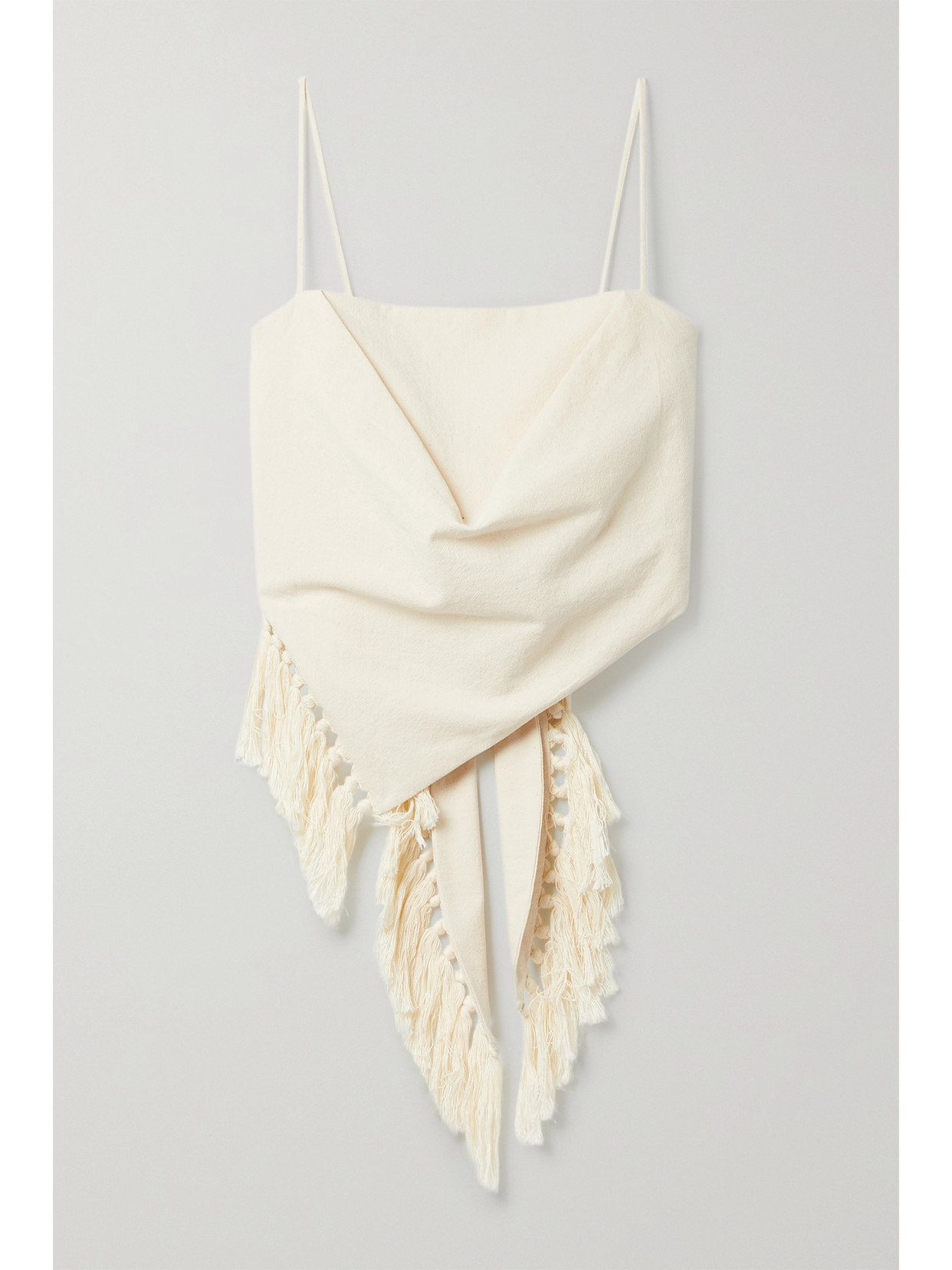 Nanushka + Net Sustain Raelynn Fringed Organic Cotton Top In Cream