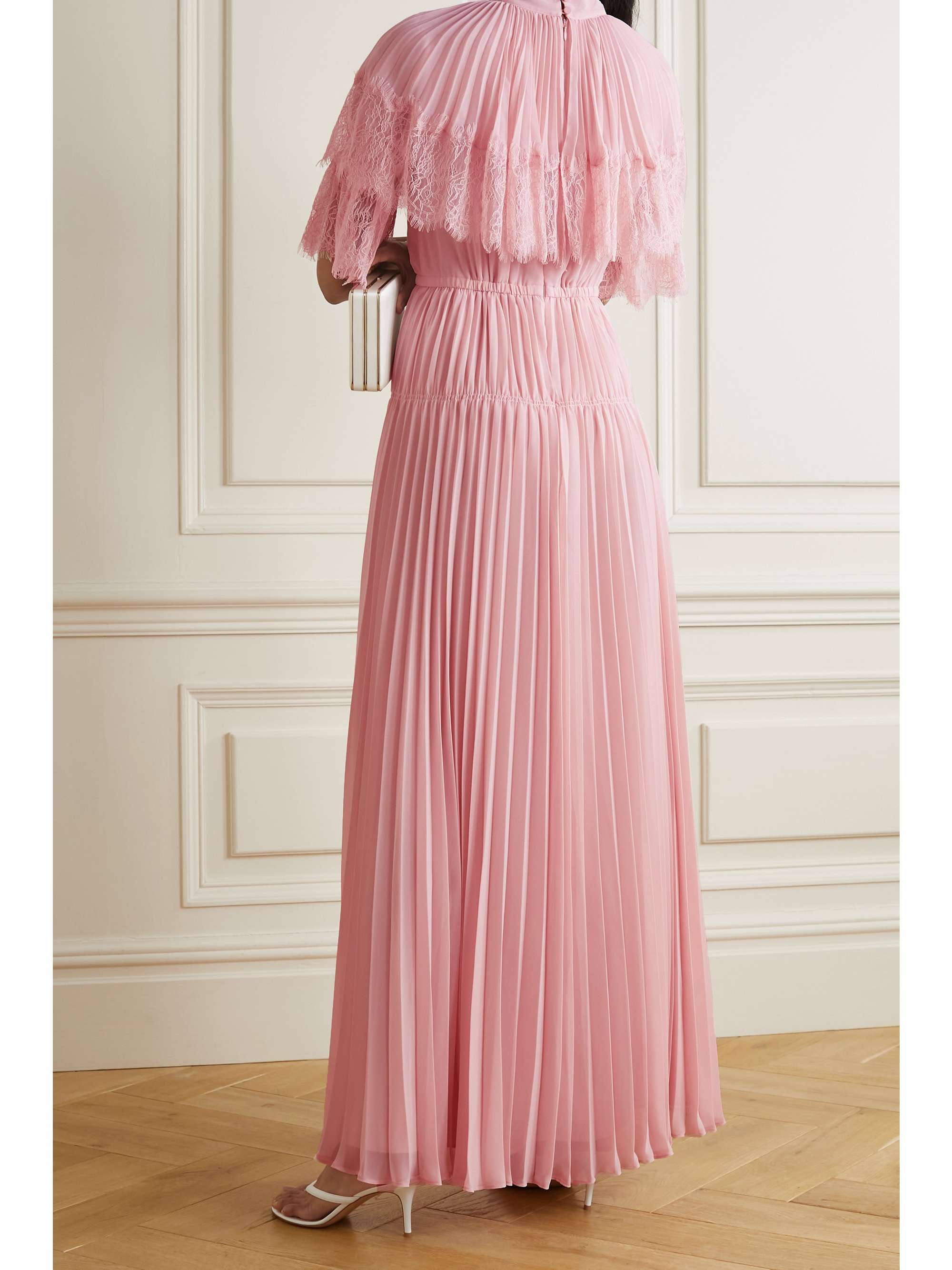 pink maxi lace dress
