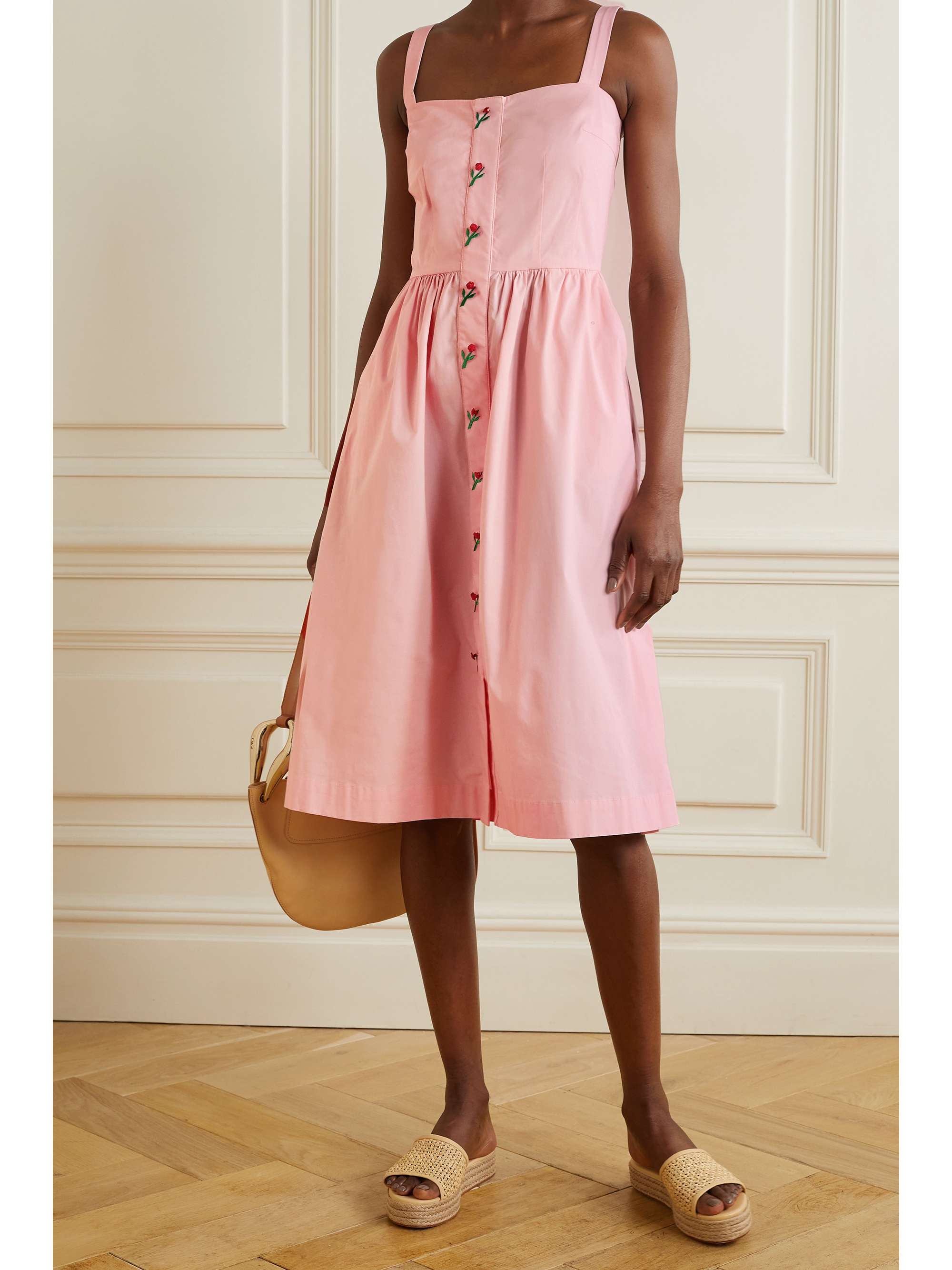 poplin midi dress pink