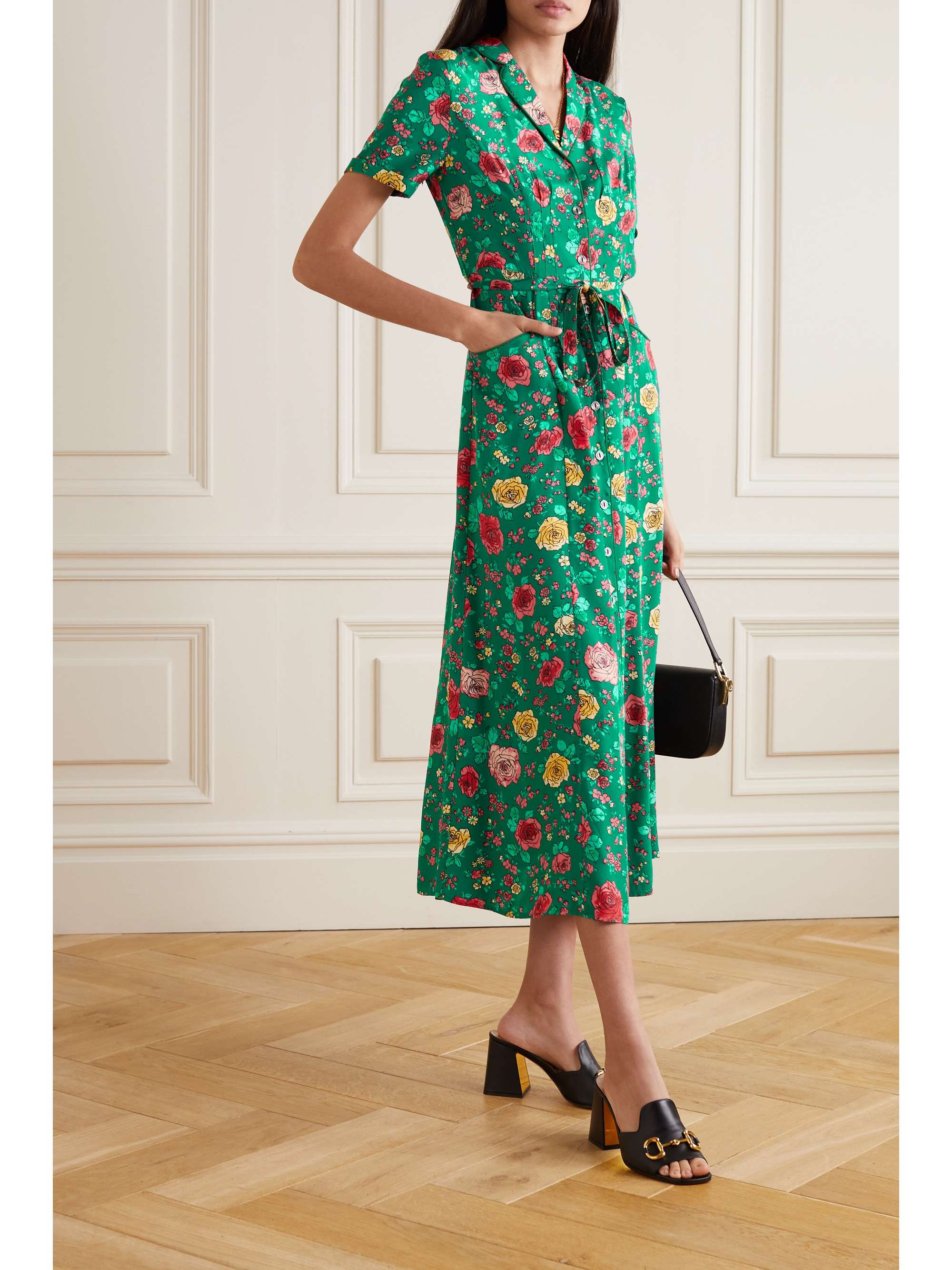 green maxi shirt dress