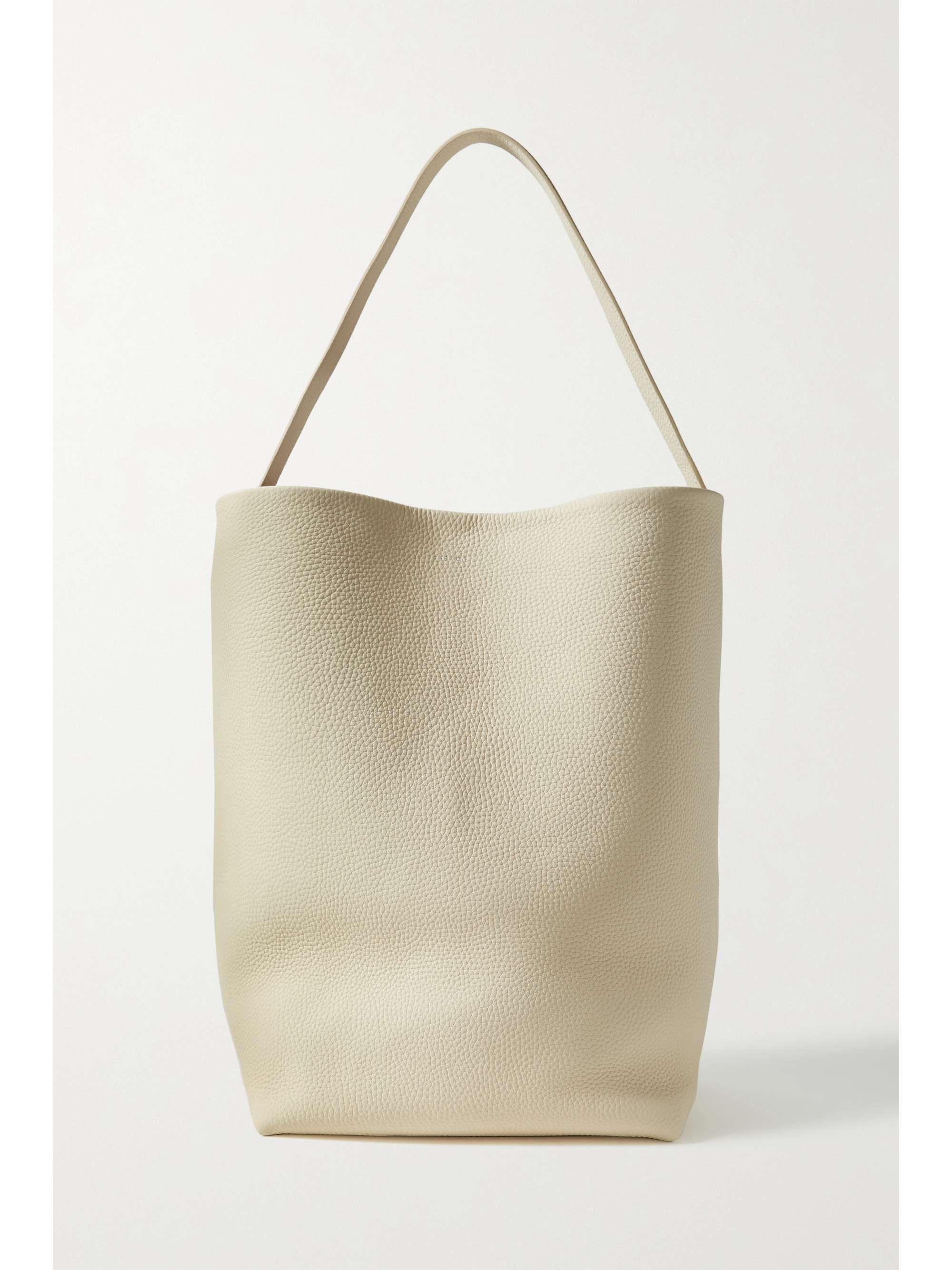 beige leather tote