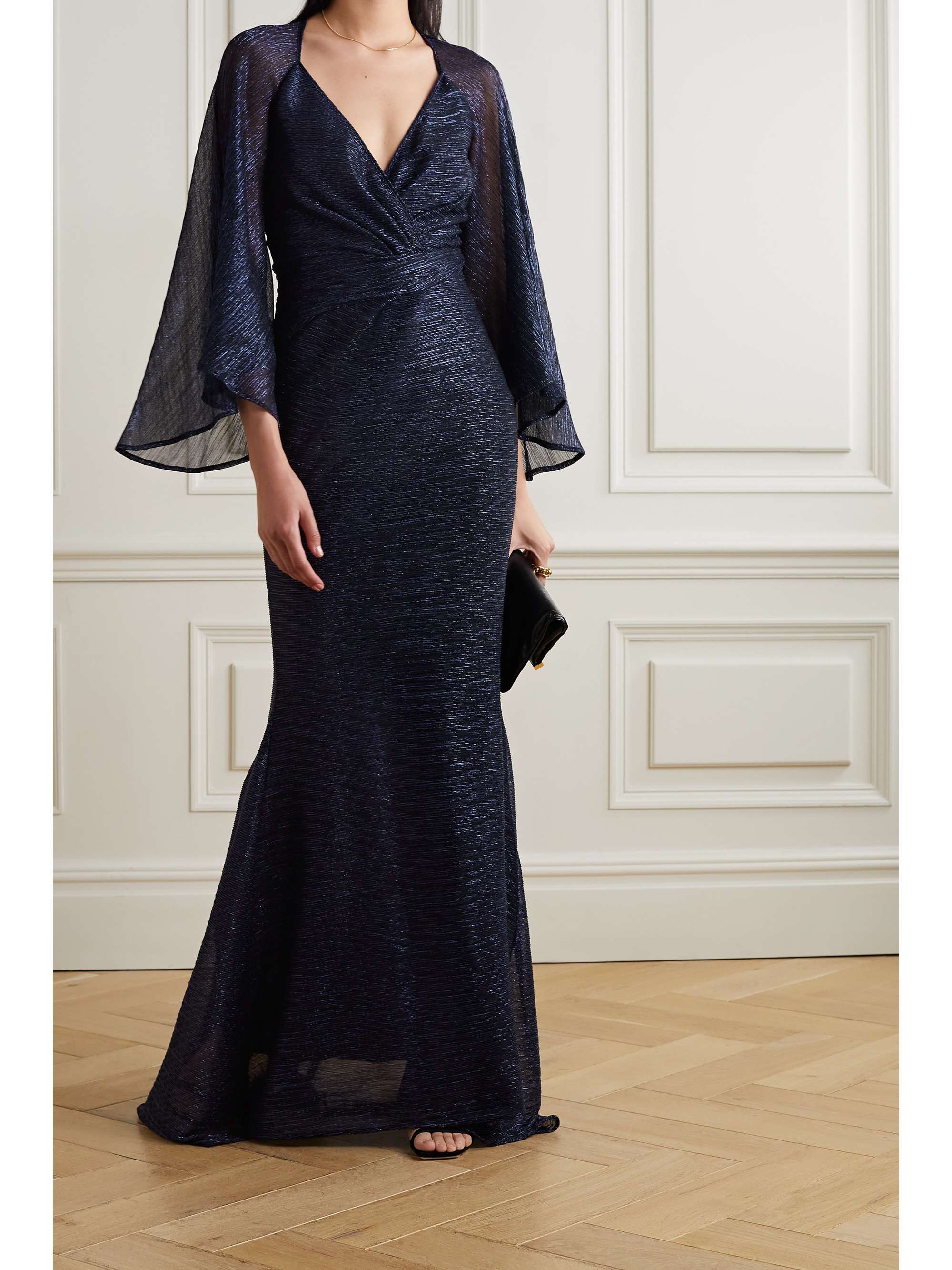 TALBOT RUNHOF Wrap effect metallic voile gown NET A PORTER