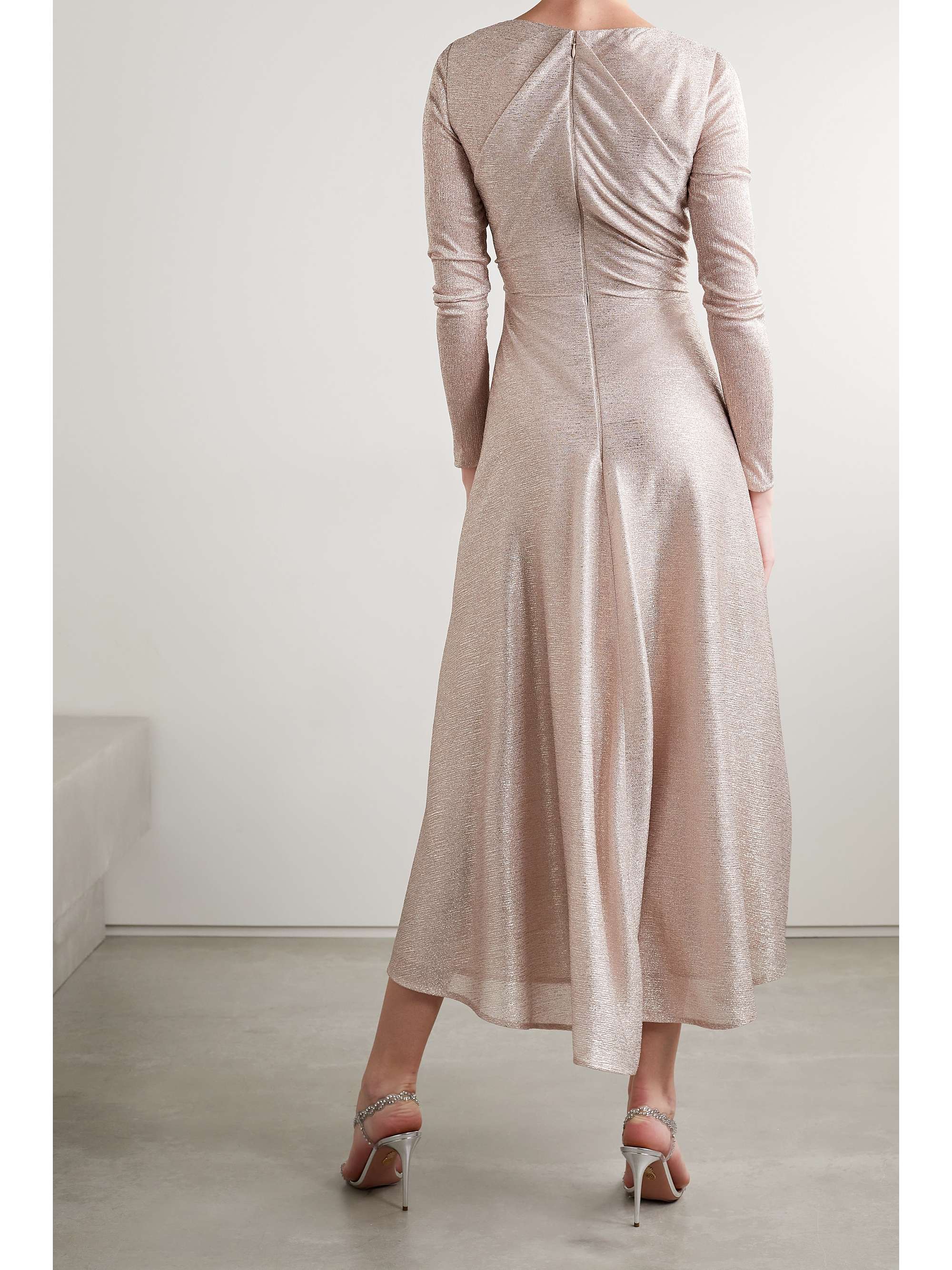 TALBOT RUNHOF Wrap-effect metallic voile midi dress