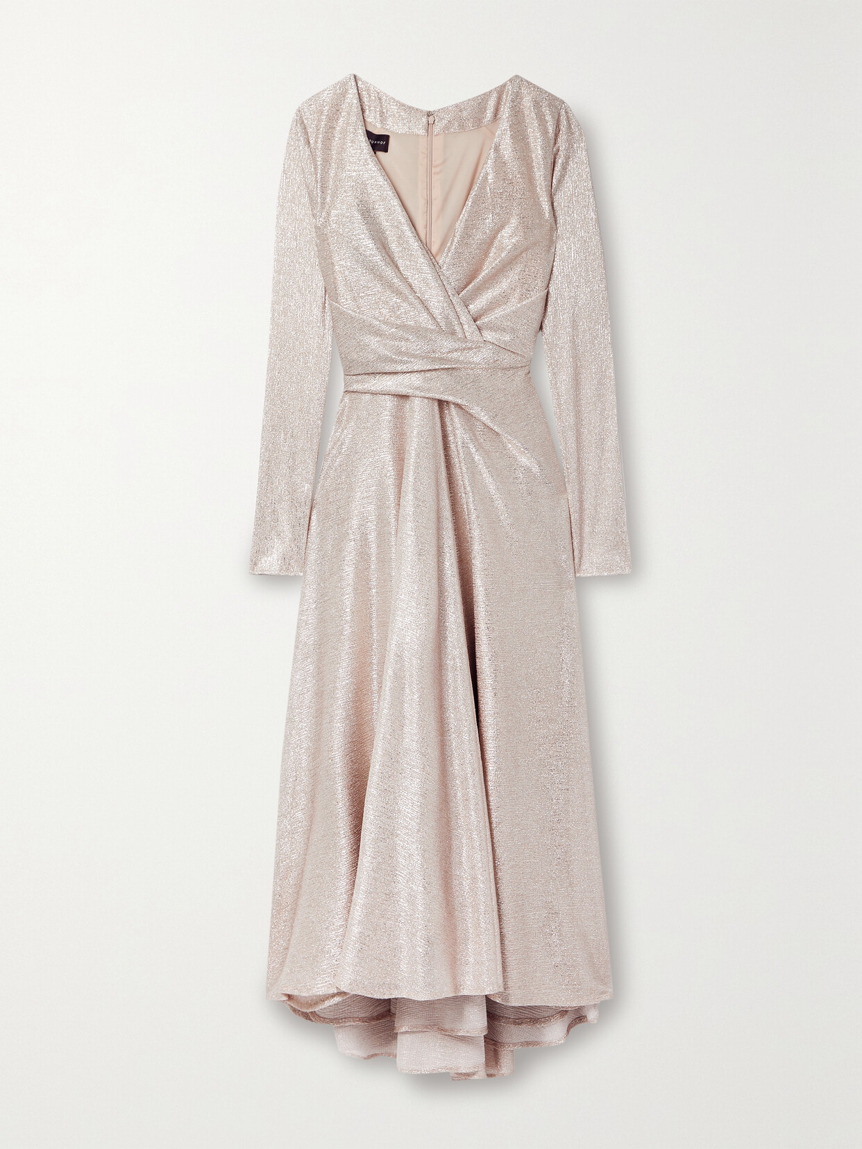 Talbot Runhof Wrap-effect Metallic Voile Midi Dress