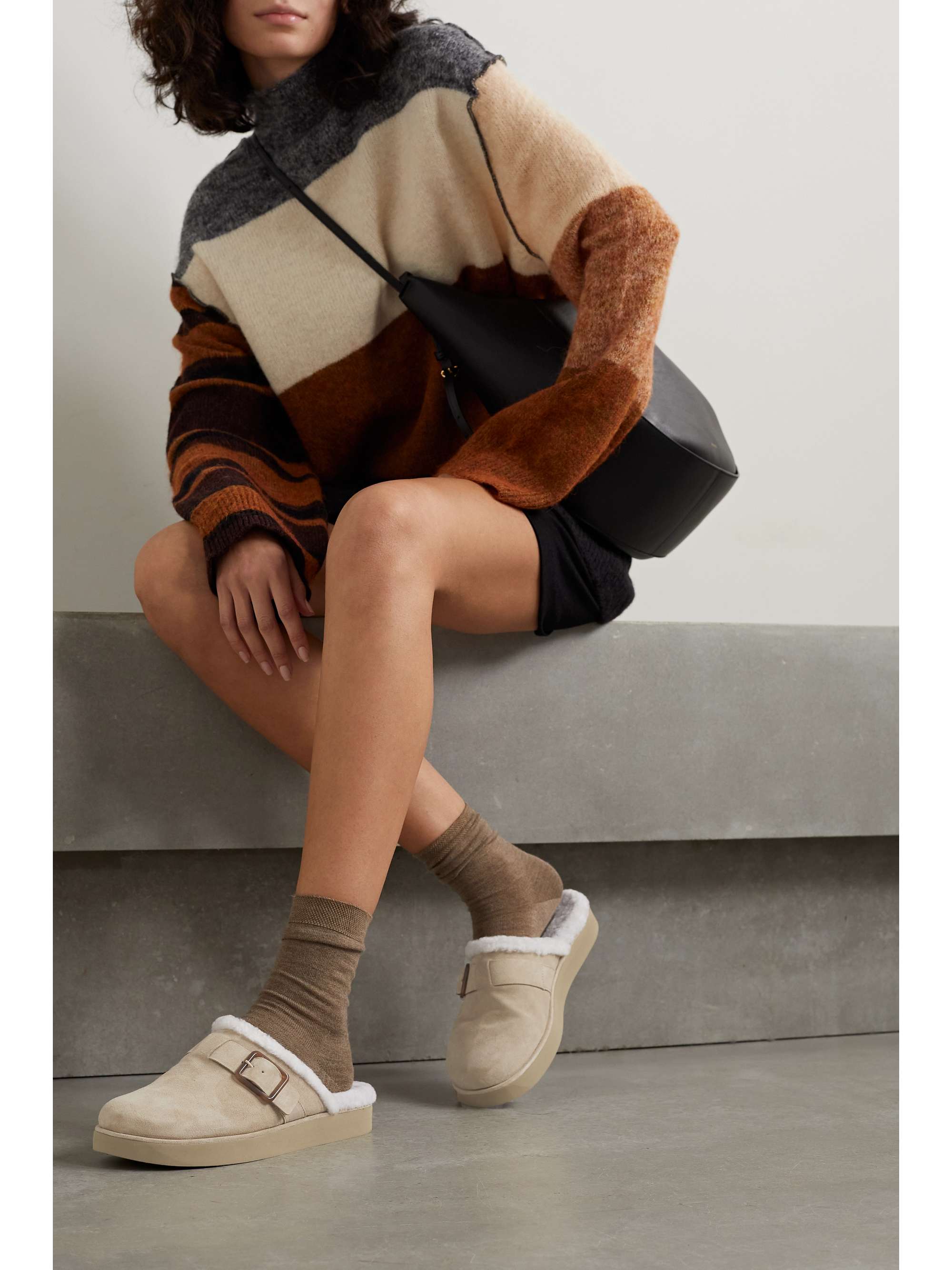VINCE Griff shearling-lined suede mules