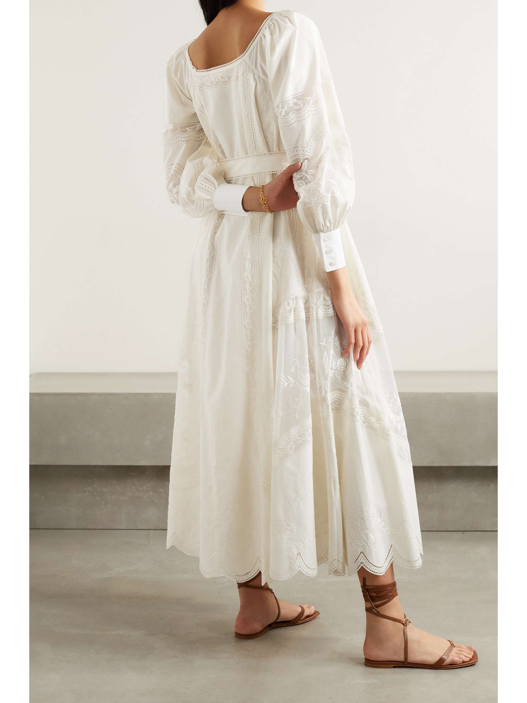 TORY BURCH Scalloped broderie anglaise cotton-poplin and tulle maxi dress |  NET-A-PORTER