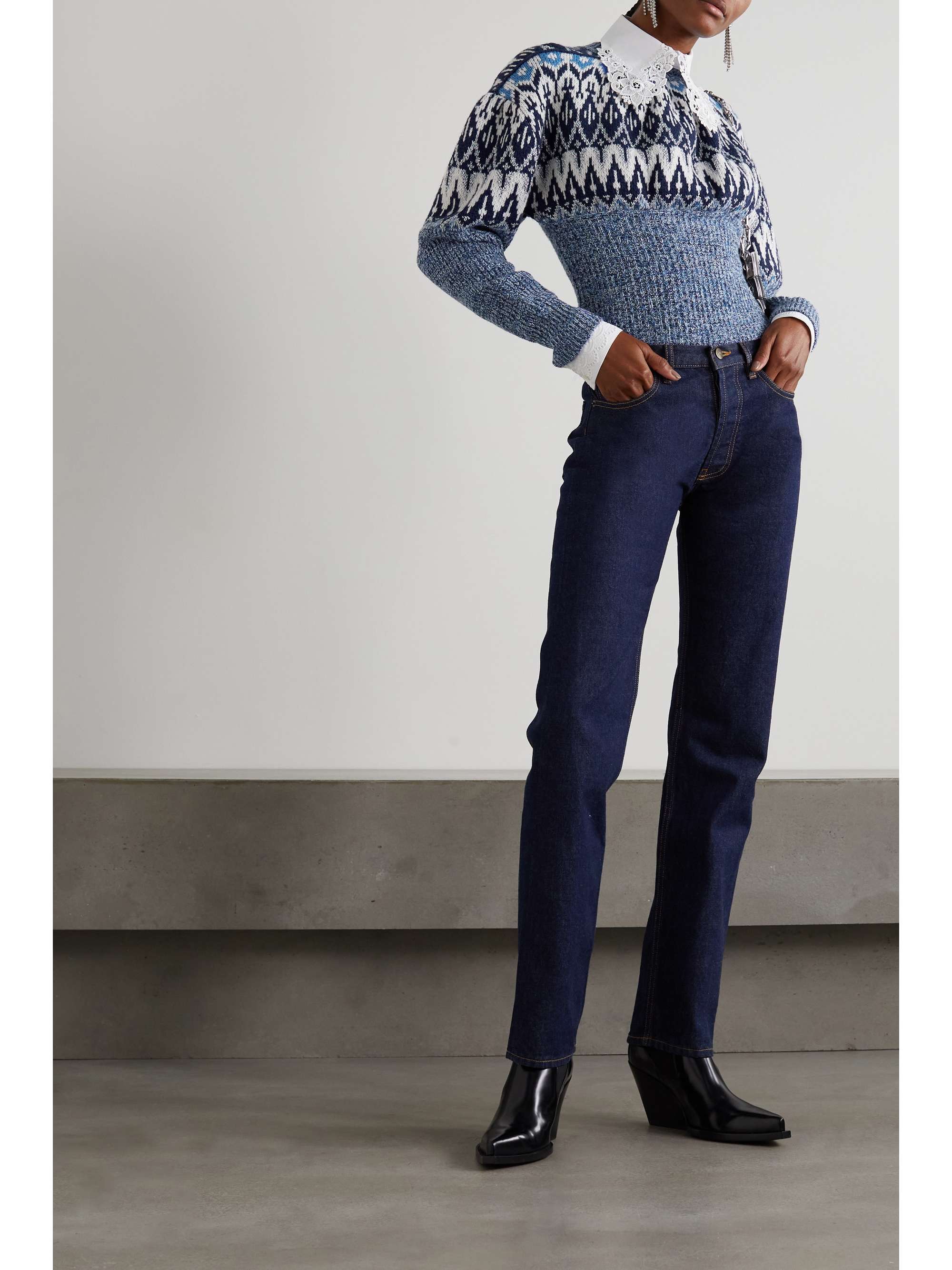 cropped fair isle sweater