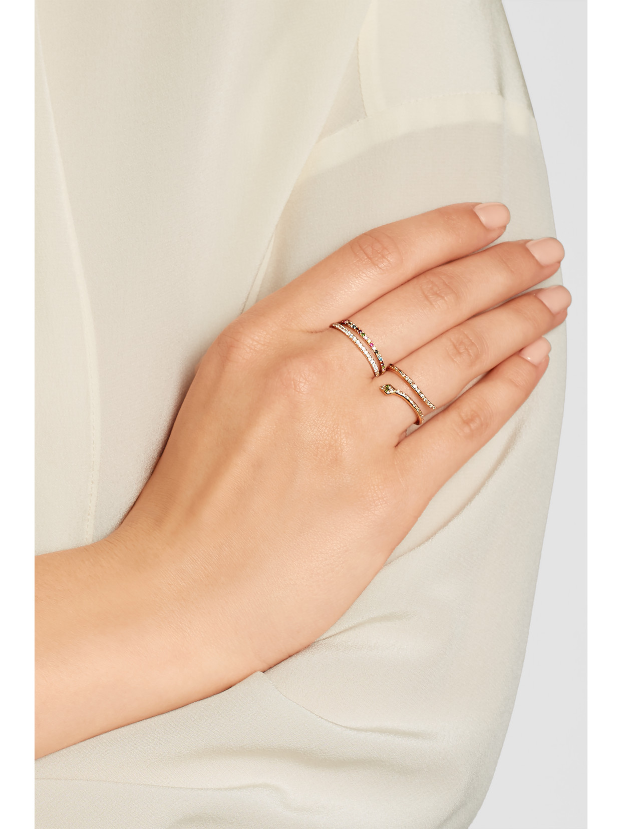 Shop Ileana Makri Thread 18-karat Rose Gold Multi-stone Ring