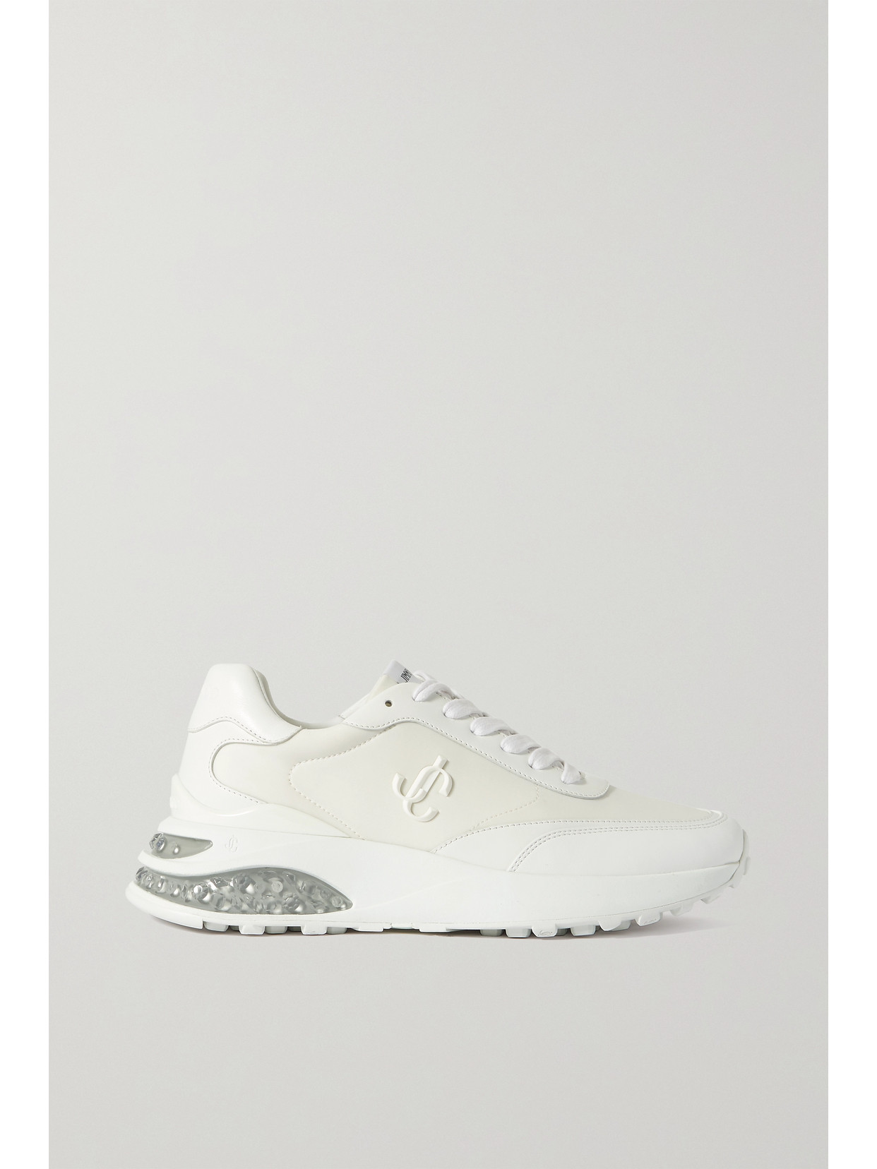 Jimmy Choo Memphis Nylon And Leather Sneakers In White