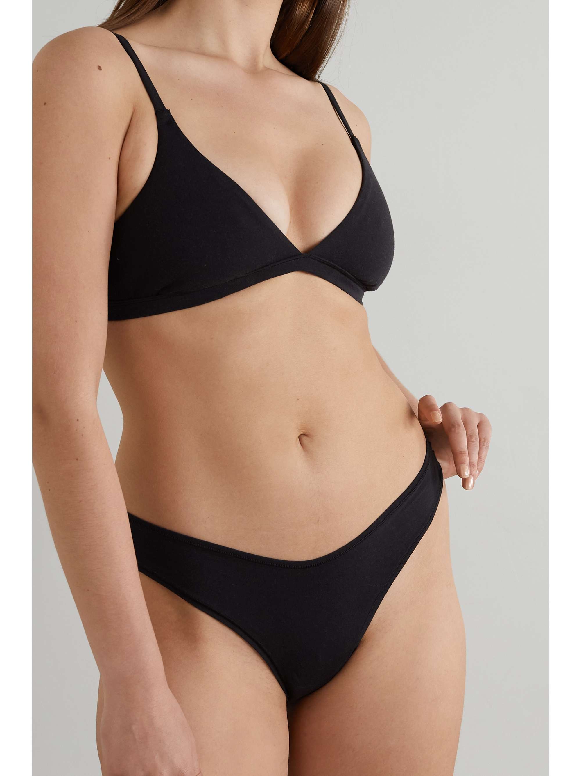 SKIMS Cotton Collection 2.0 cotton-blend jersey thong - Sangria