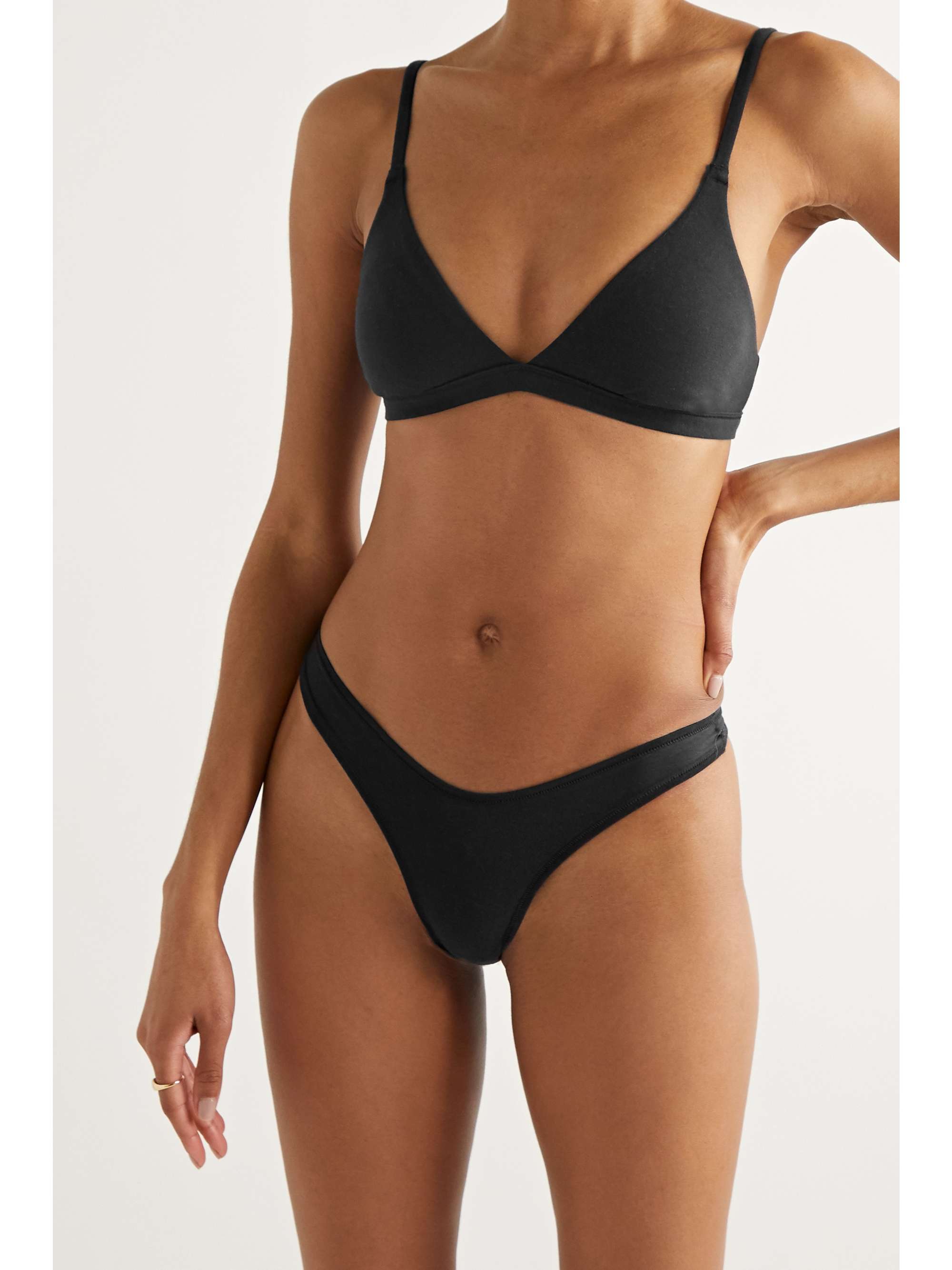 SKIMS Cotton Collection 2.0 cotton-blend jersey thong - Sangria