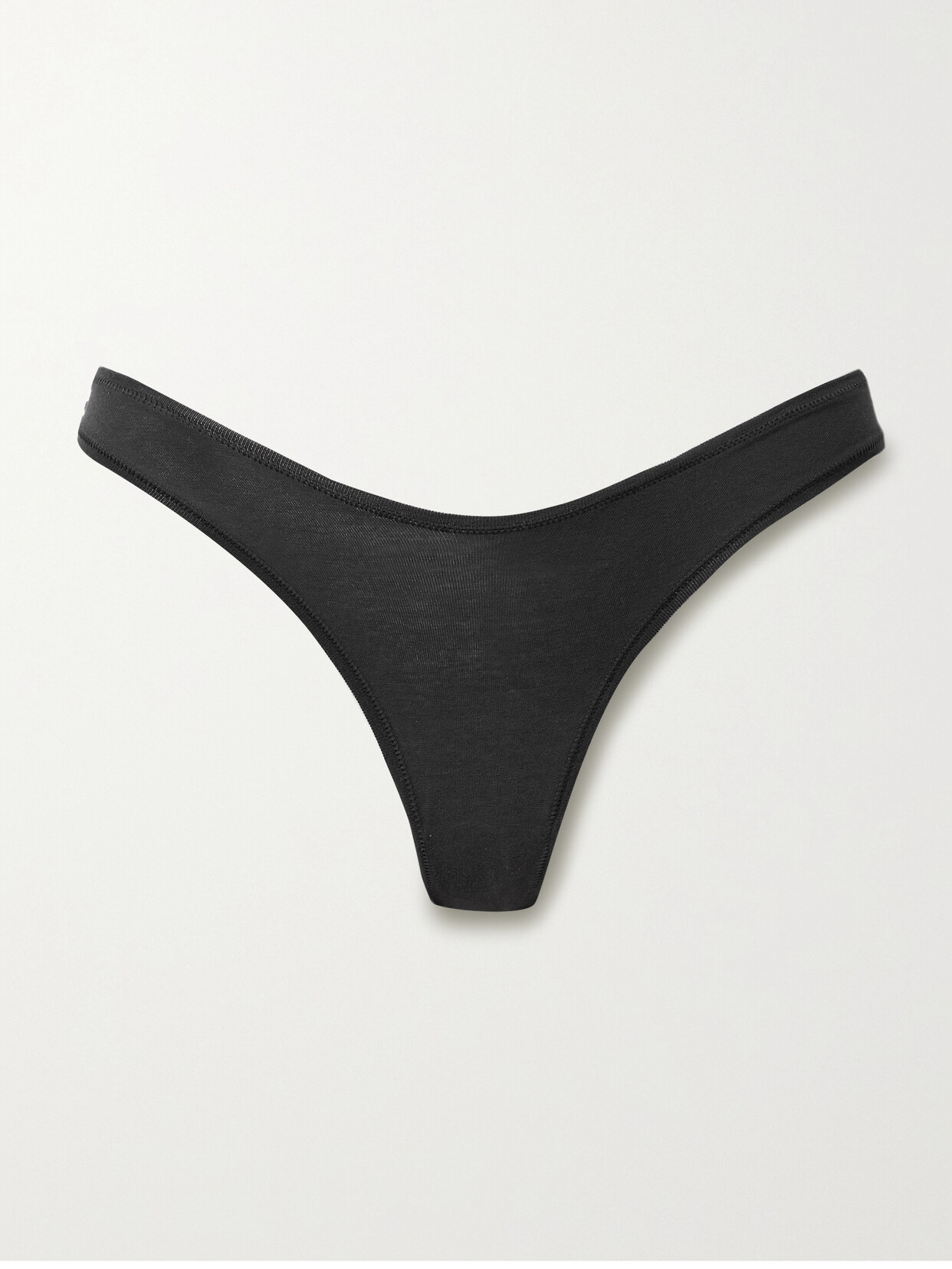 Skims Cotton Collection 2.0 Cotton-blend Jersey Thong In Black