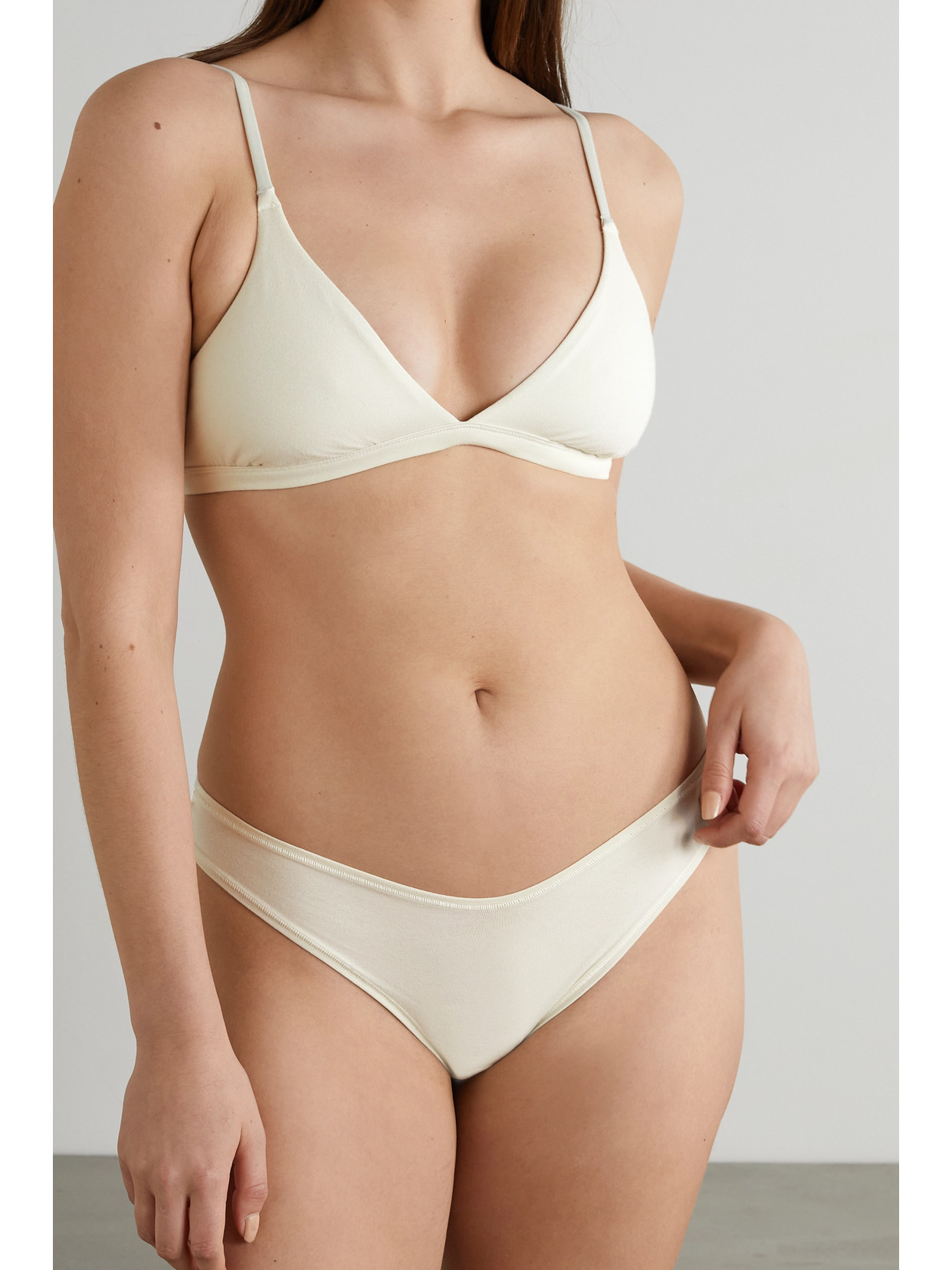Skims Cotton Collection 2.0 Cotton-blend Jersey Bralette In White