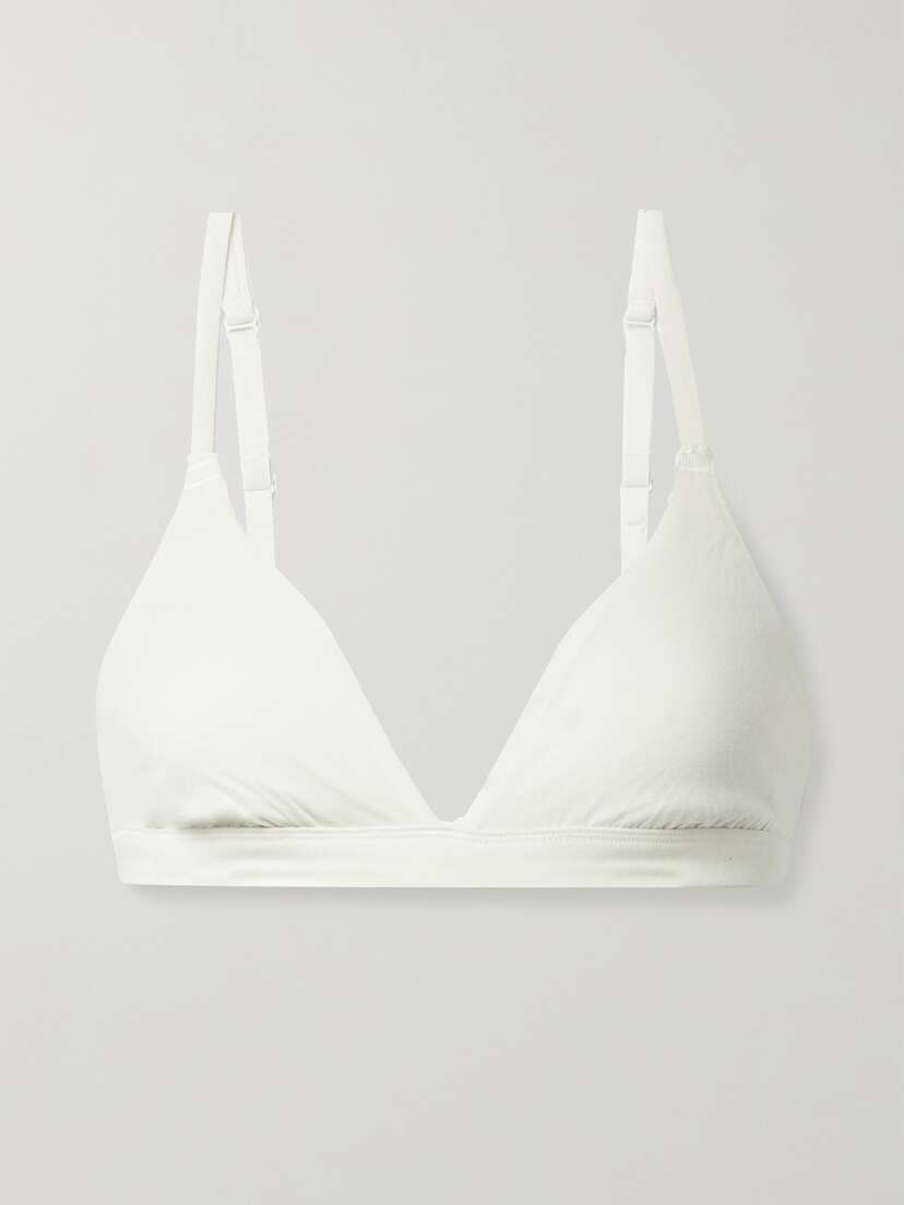 Skims Cotton-blend Jersey Triangle Bralette - Bone