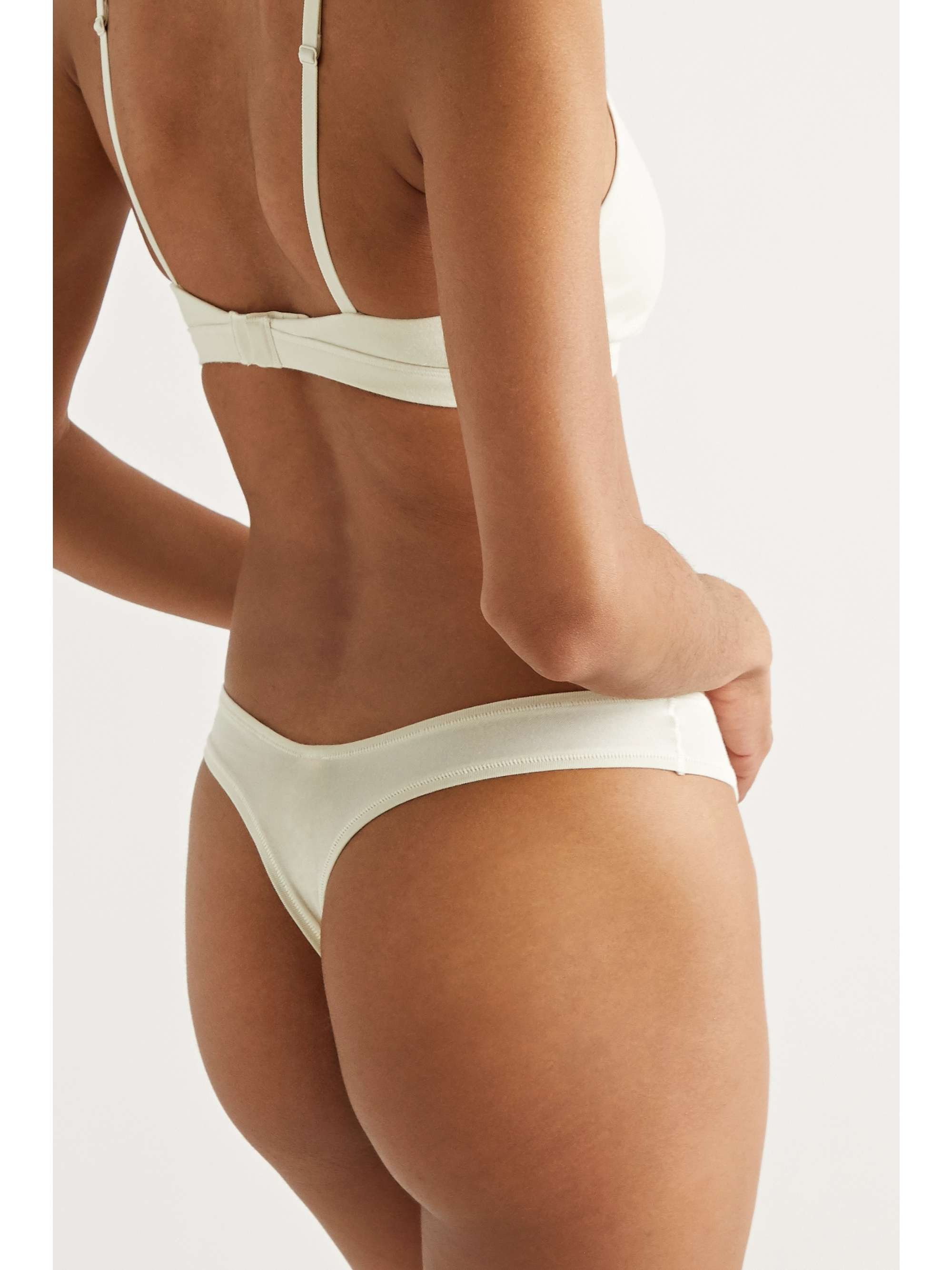 SKIMS Cotton Collection 2.0 cotton-blend jersey thong - Sangria