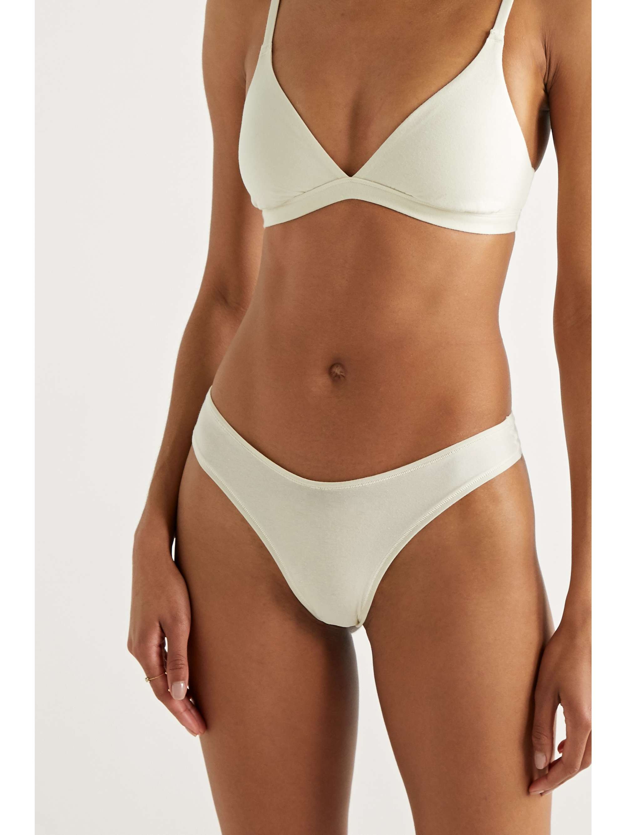 SKIMS Cotton Collection 2.0 cotton-blend jersey thong - Sangria