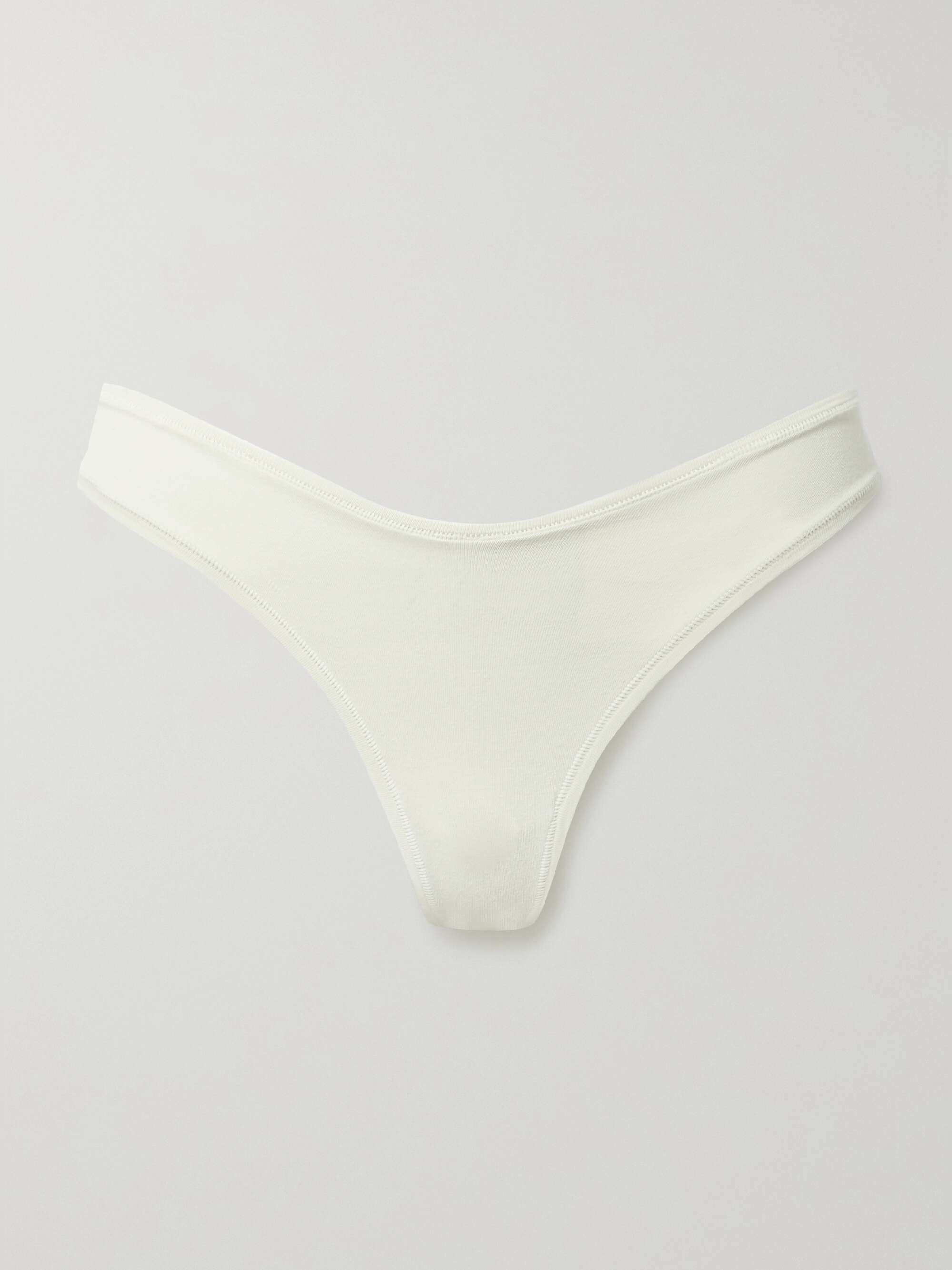 SKIMS CottonBlend Jersey Dipped Thong Bone NETAPORTER