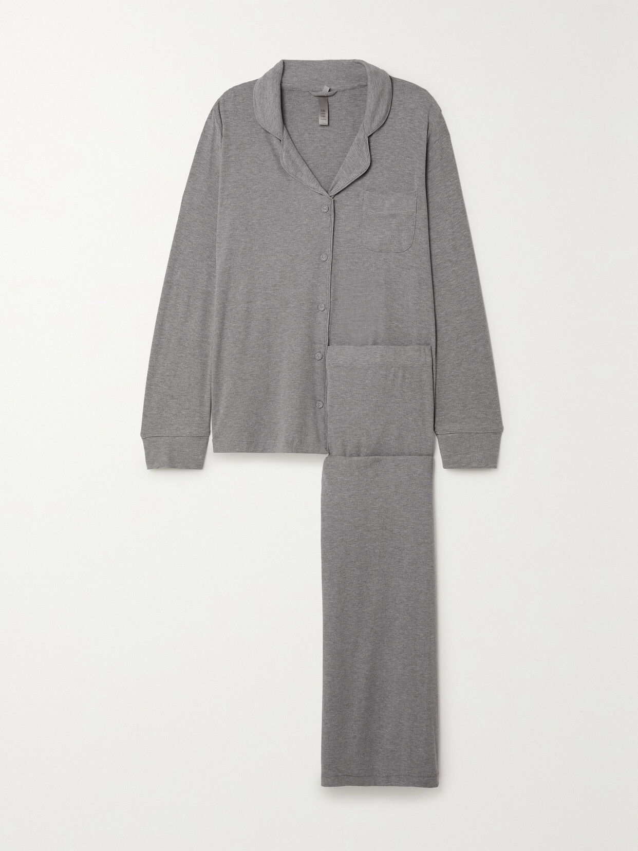 Skims Ribbed Stretch-modal Jersey Lounge Set In Heather Grey