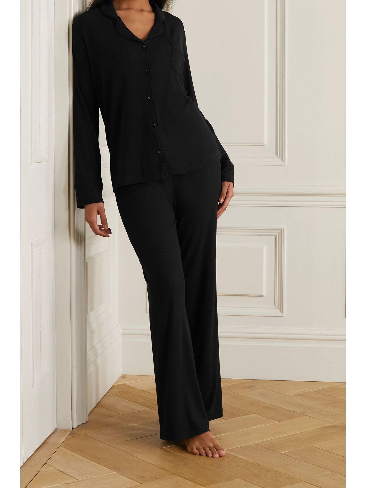 Skims Rib Pajamas In Black