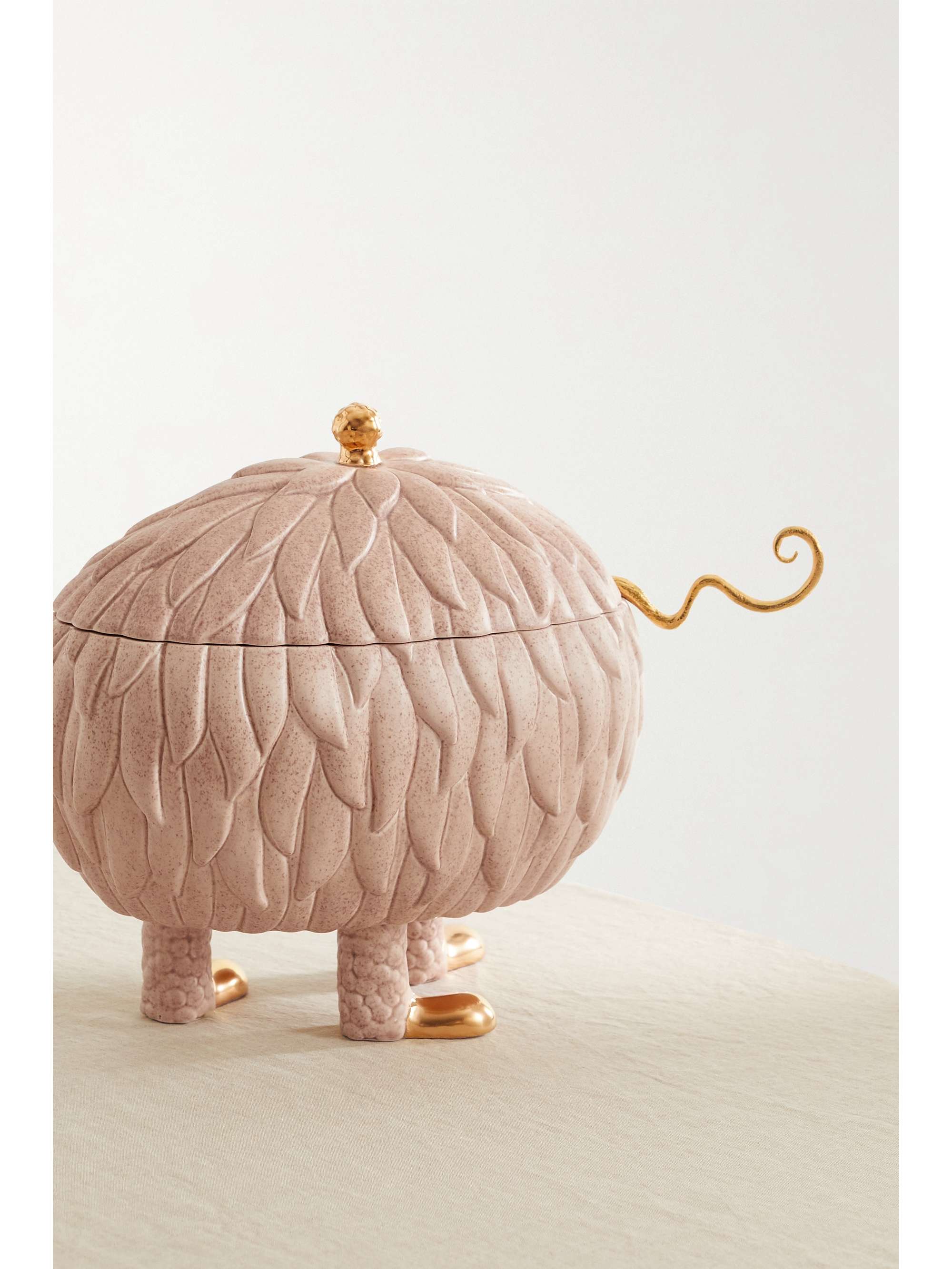 L'OBJET + Haas Brothers Lukas Soup Monster 33cm gold-plated earthenware tureen set