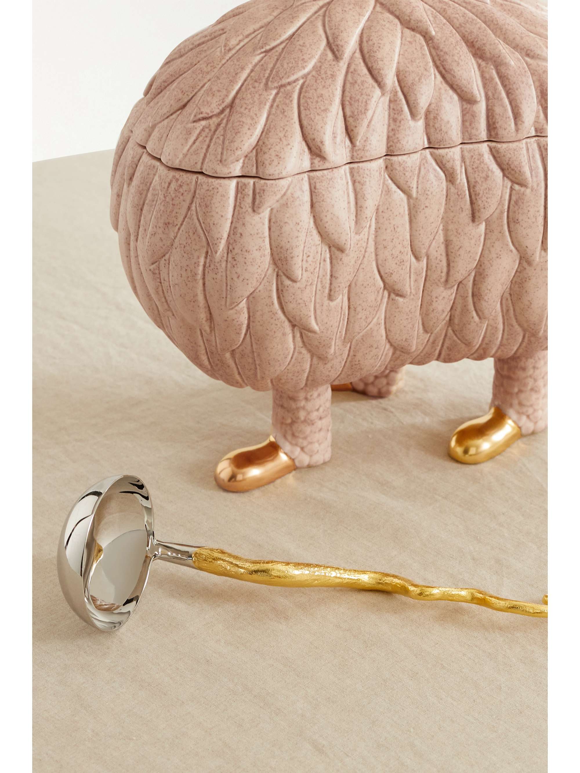 L'OBJET + Haas Brothers Lukas Soup Monster 33cm gold-plated earthenware tureen set