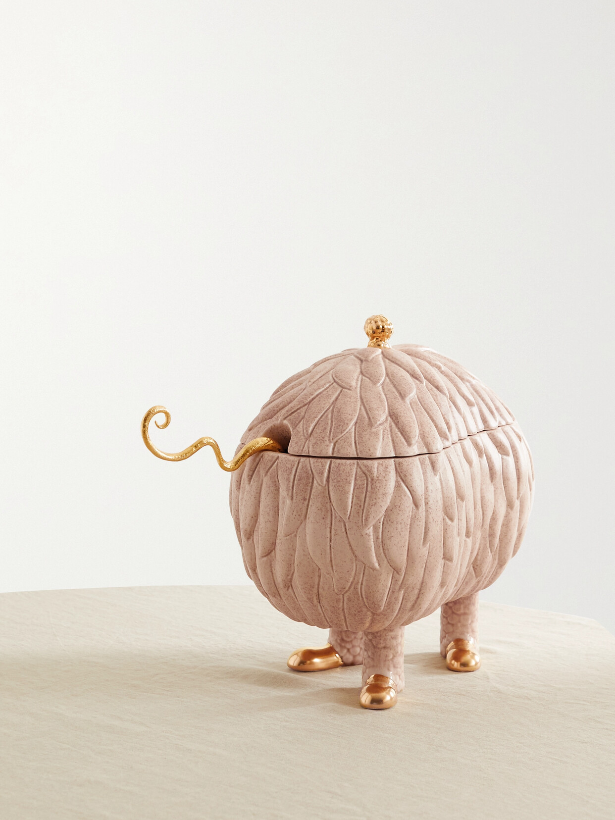 L'Objet - + Haas Brothers Lukas Soup Monster 33cm Gold-plated Earthenware Tureen Set - Pink