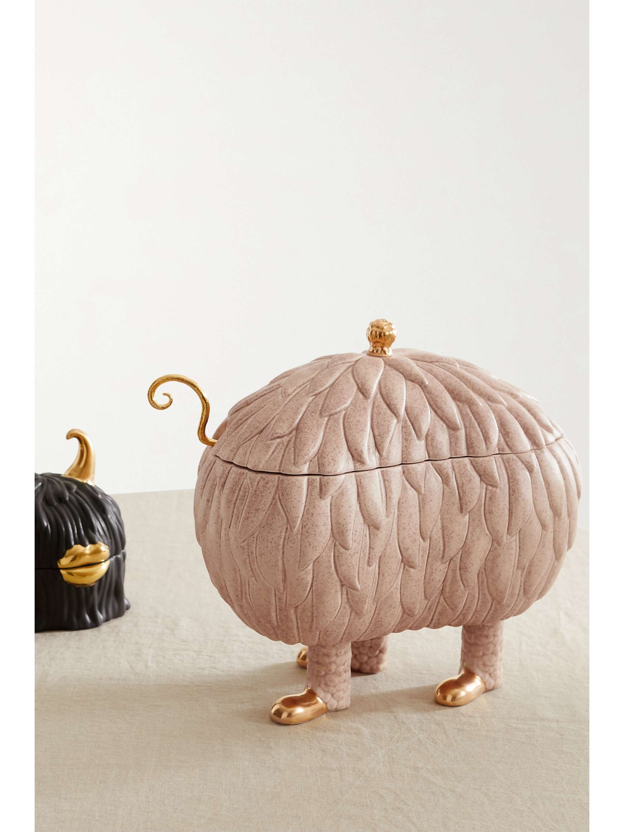 L'OBJET + Haas Brothers Lukas Soup Monster 33cm gold-plated earthenware tureen set