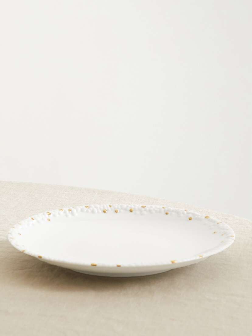 L'Objet + Haas Brothers Mojave 27cm Gold-plated Porcelain Dinner Plate