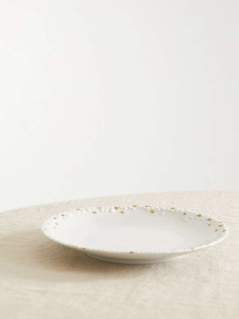 L'Objet + Haas Brothers Mojave 22cm Gold-plated Porcelain Dessert Plate