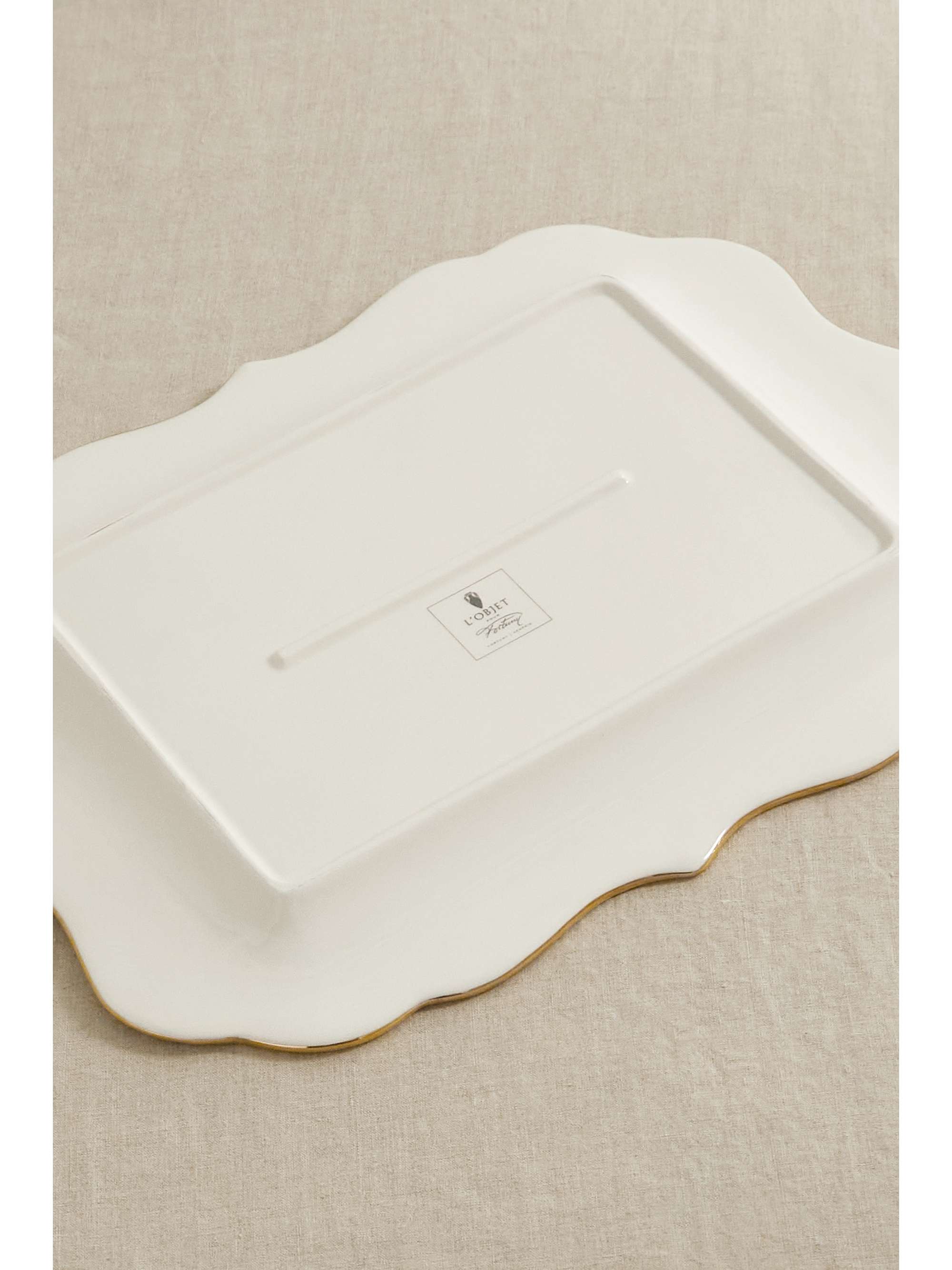 L'OBJET Fortuny Pergolesi 41cm gold-plated earthenware tray