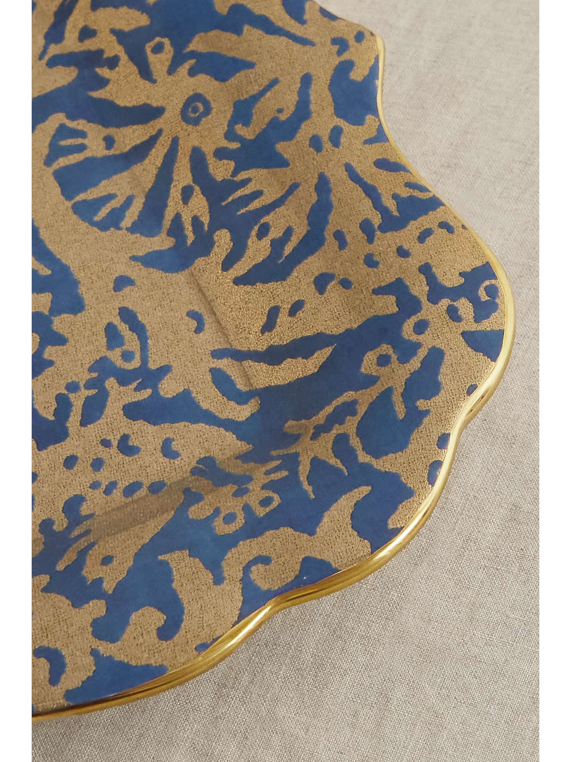 L'OBJET Fortuny Pergolesi 41cm gold-plated earthenware tray