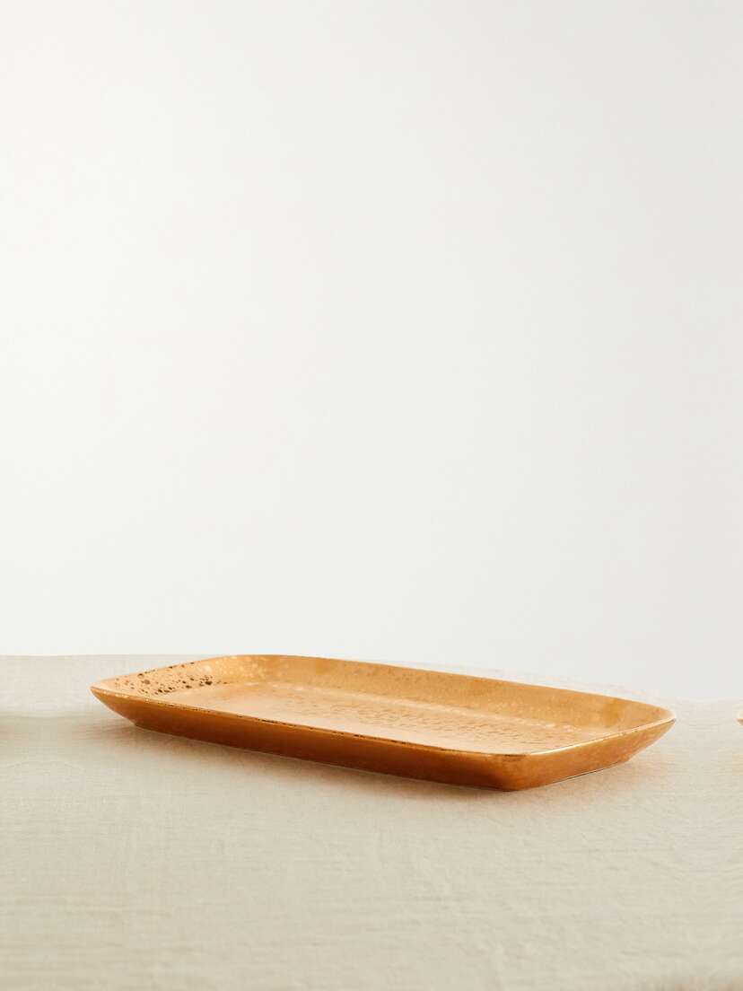 L'Objet Alchimie 44cm Medium Gold-plated Earthenware Platter