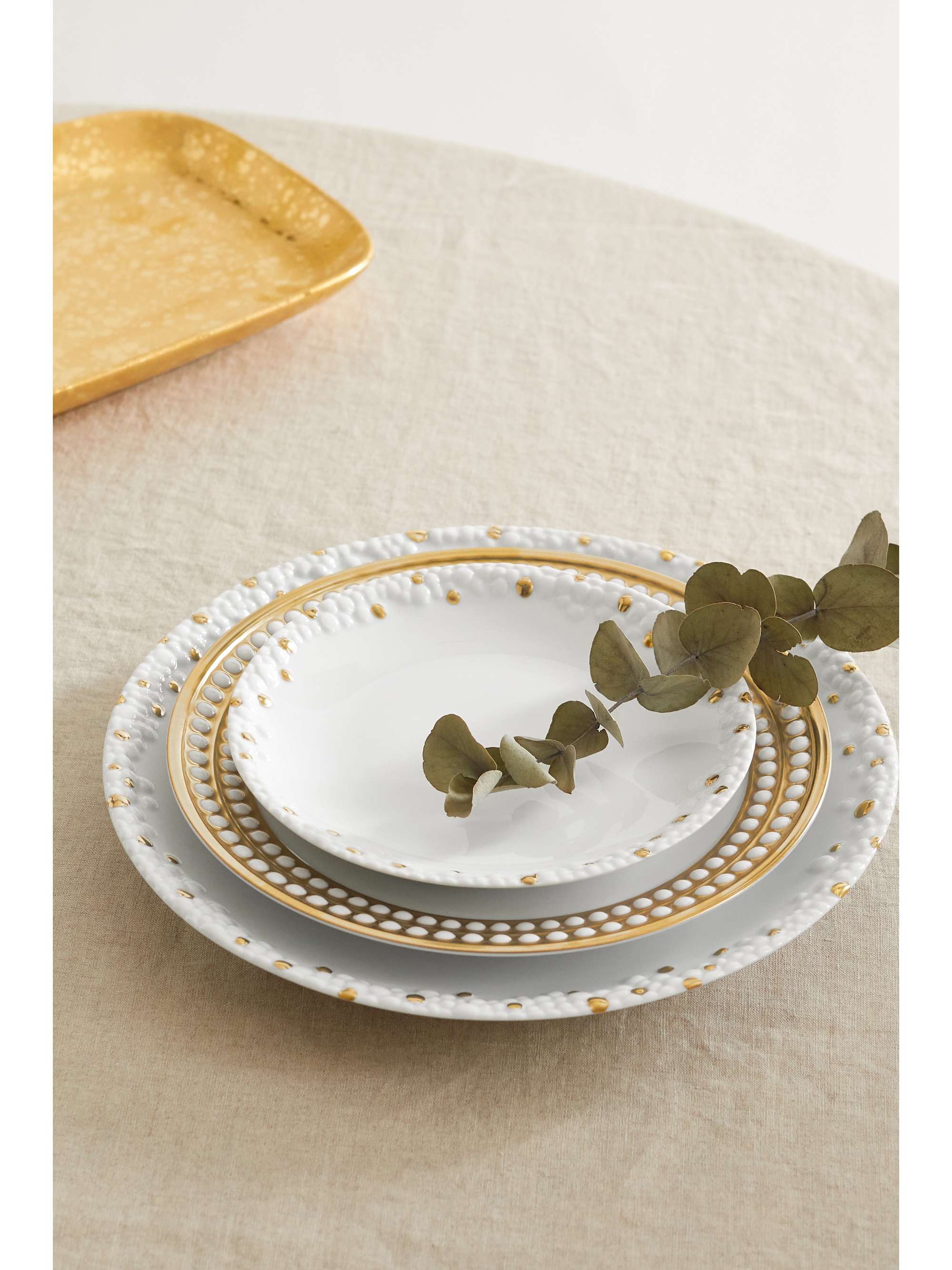 L'OBJET + Haas Brothers Mojave 17cm gold-plated porcelain plate