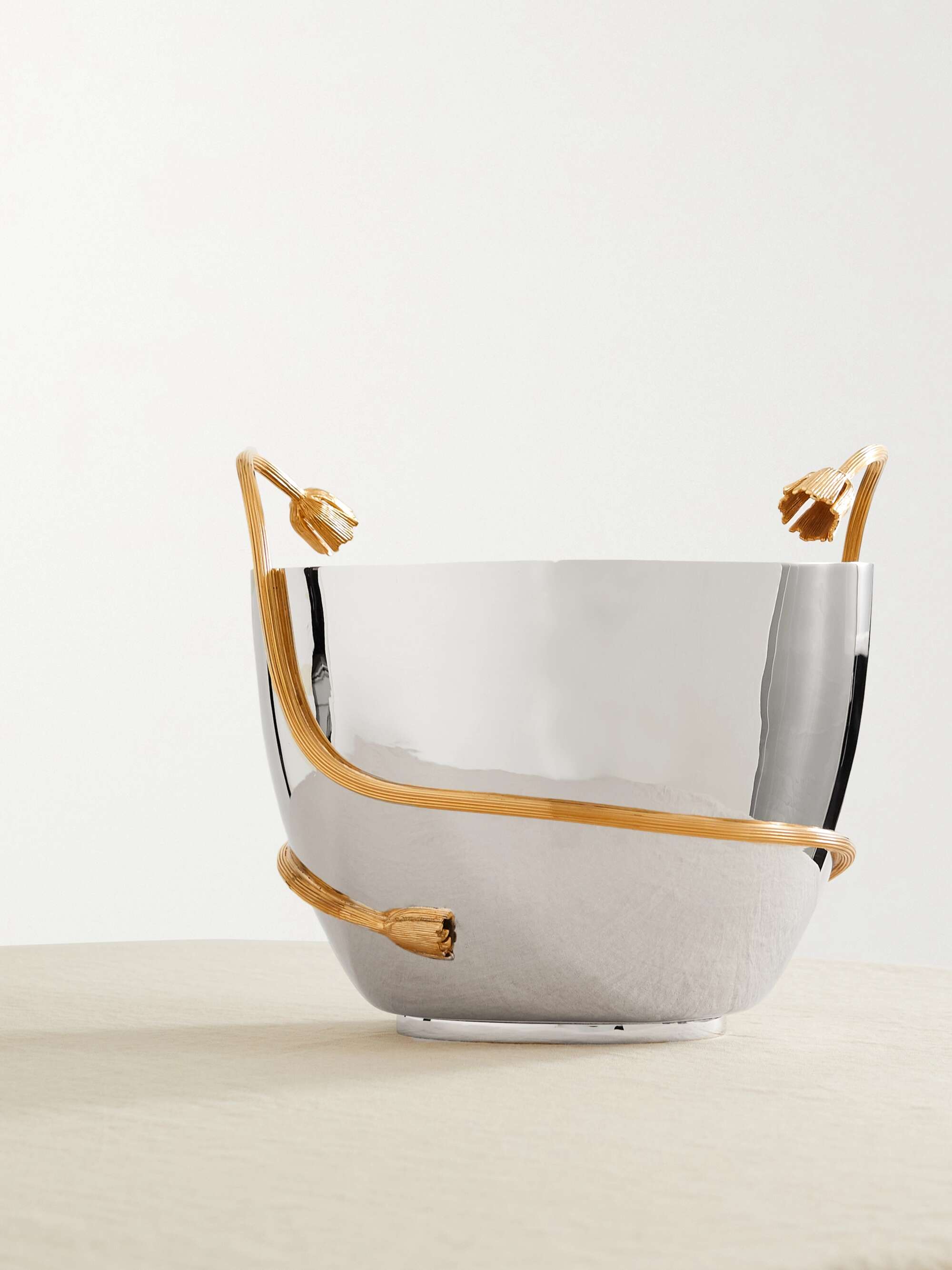 Deco Leaves gold-plated stainless steel champagne bucket